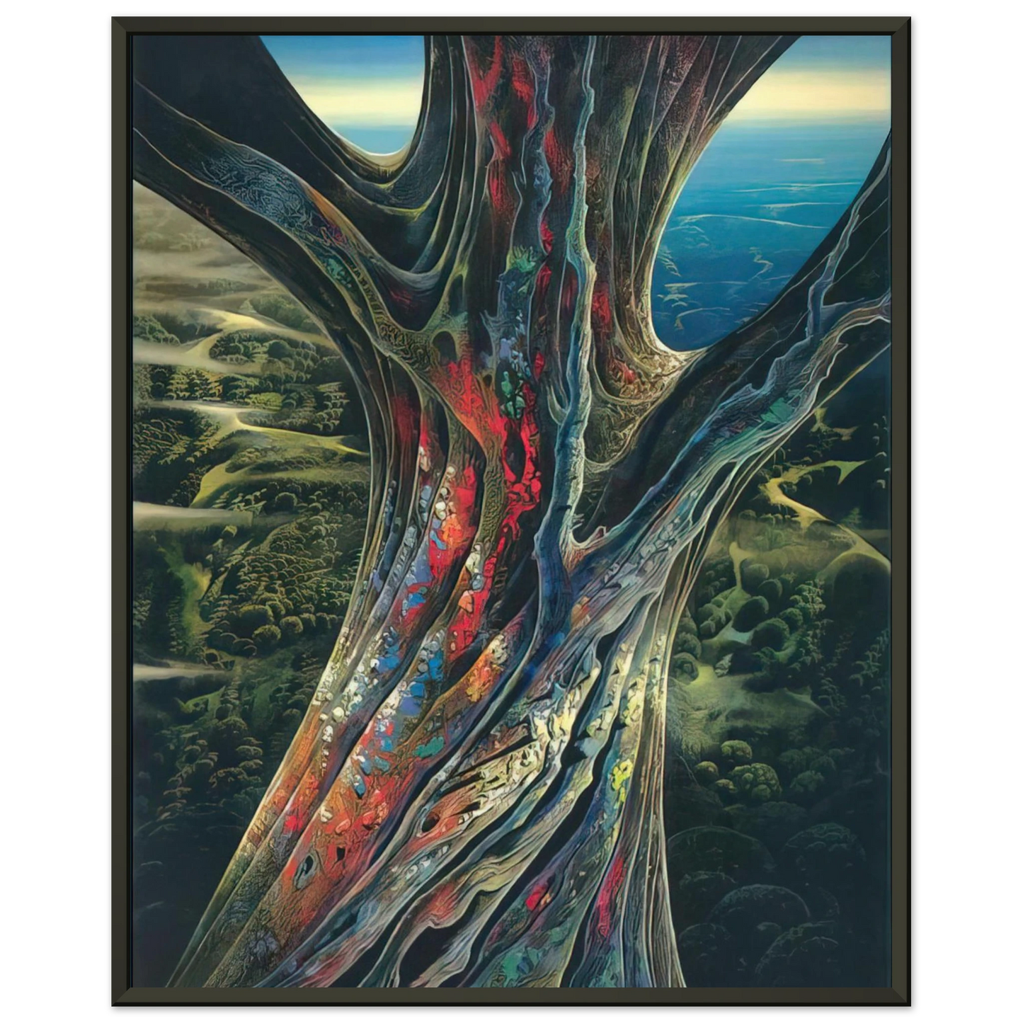 Eyvind Earle The Great Jewel Tree Framed Art Print - Aluminum Frame - 60x80 cm / 24x32 inches
