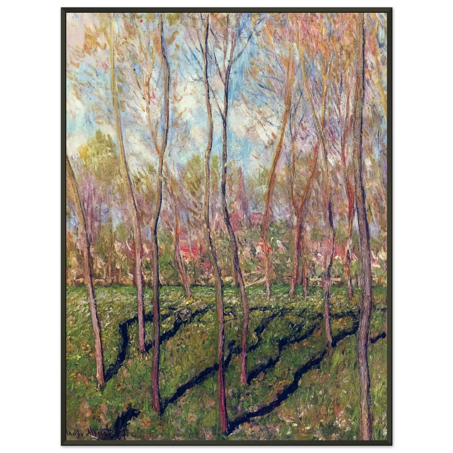 claude monet Trees in Winter View of Bennecourt Framed Art Print - Aluminum Frame - 60x80 cm / 24x32 inches
