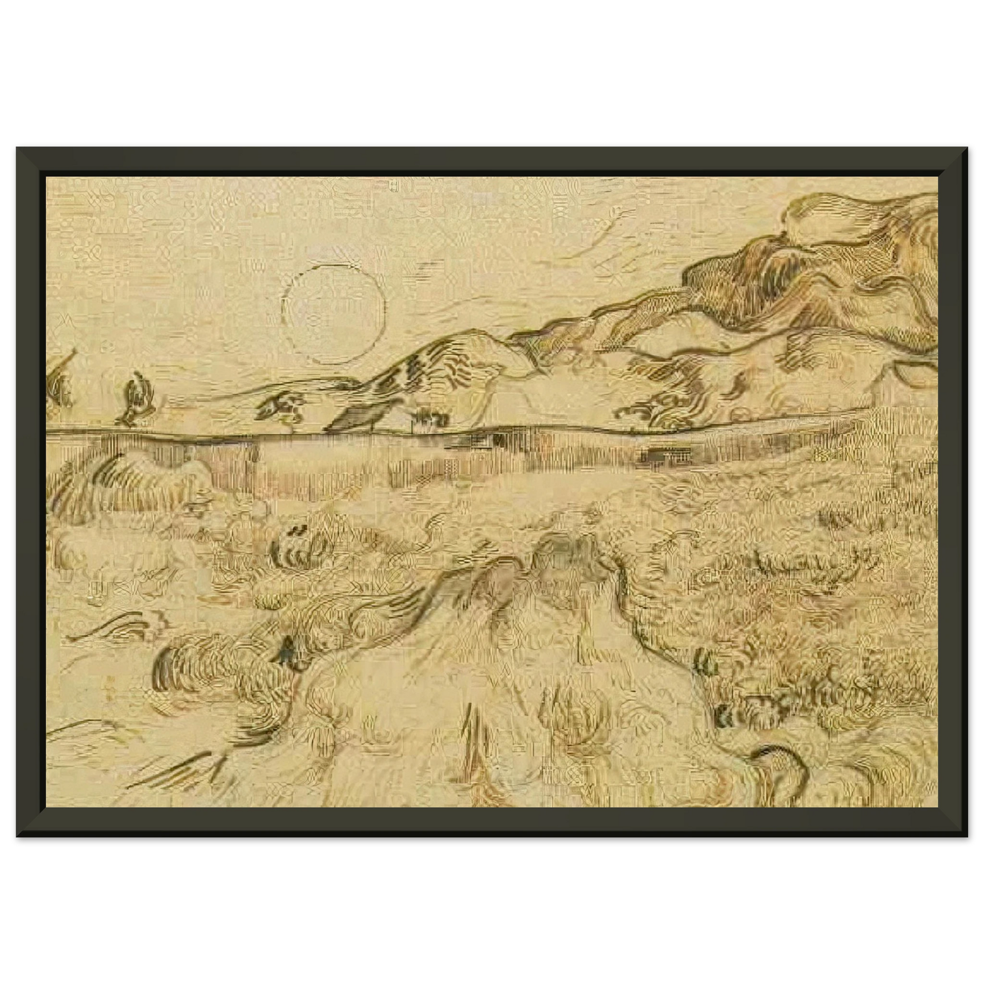 Vincent van Gogh  Enclosed Wheat Field with Reaper Framed Art Print  - Aluminum Frame - 70x100 cm / 28x40 inches