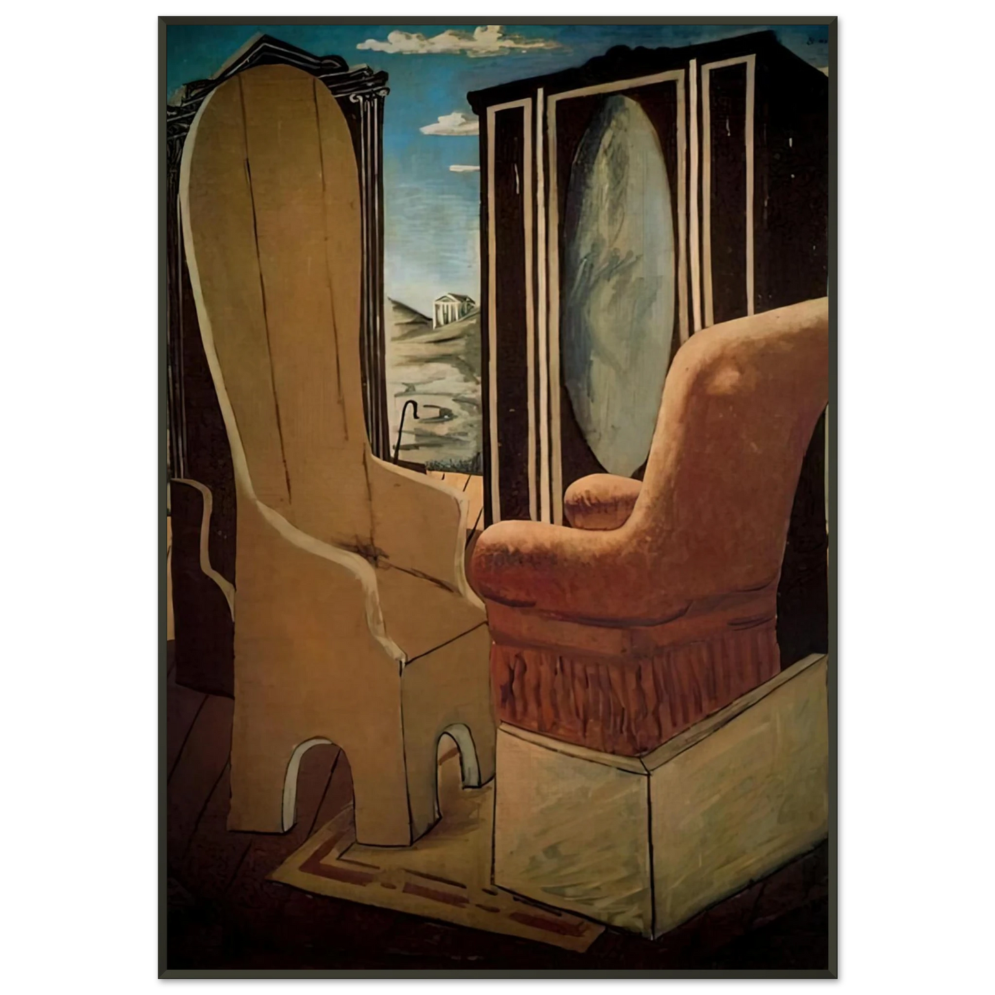 Giorgio de Chirico FURNITURE IN THE VALLEY Framed Art Print - Aluminum Frame - 21x29.7 cm / 8x12"