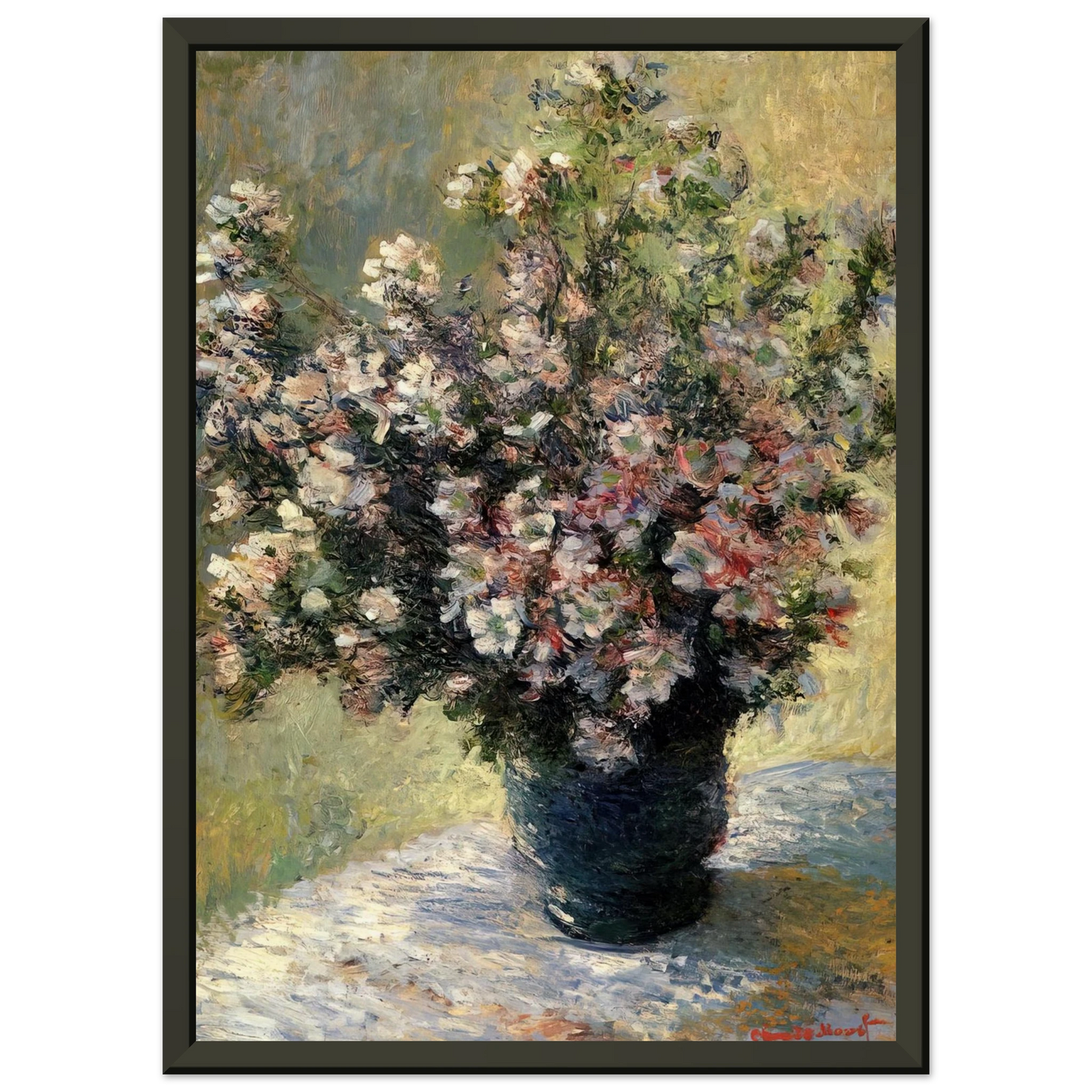 claude monet Vase of Flowers Framed Art Print - Aluminum Frame - 40x50 cm / 16x20 inches