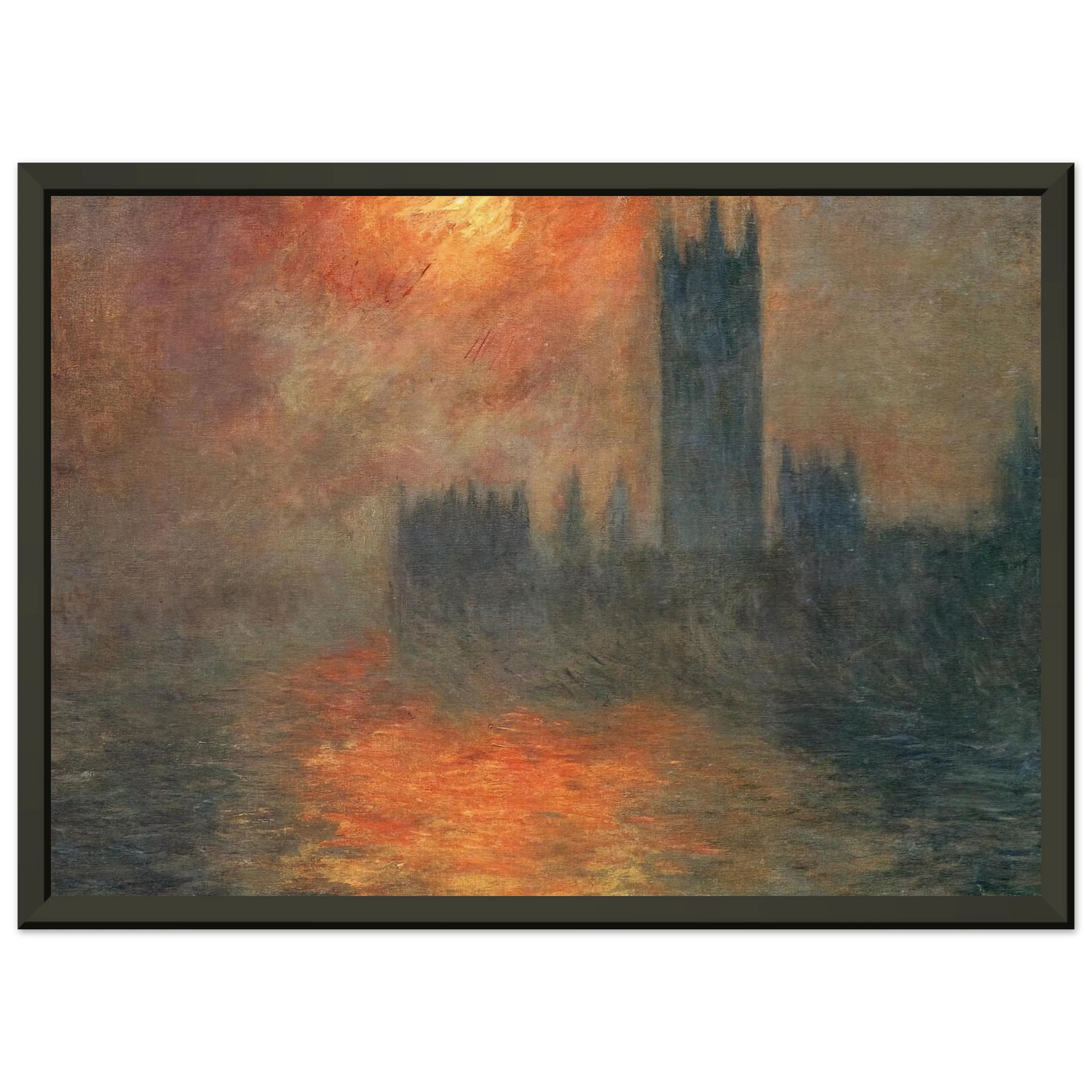 claude monet  Houses of Parliament Sunset Framed Art Print  - Aluminum Frame - 40x50 cm / 16x20 inches