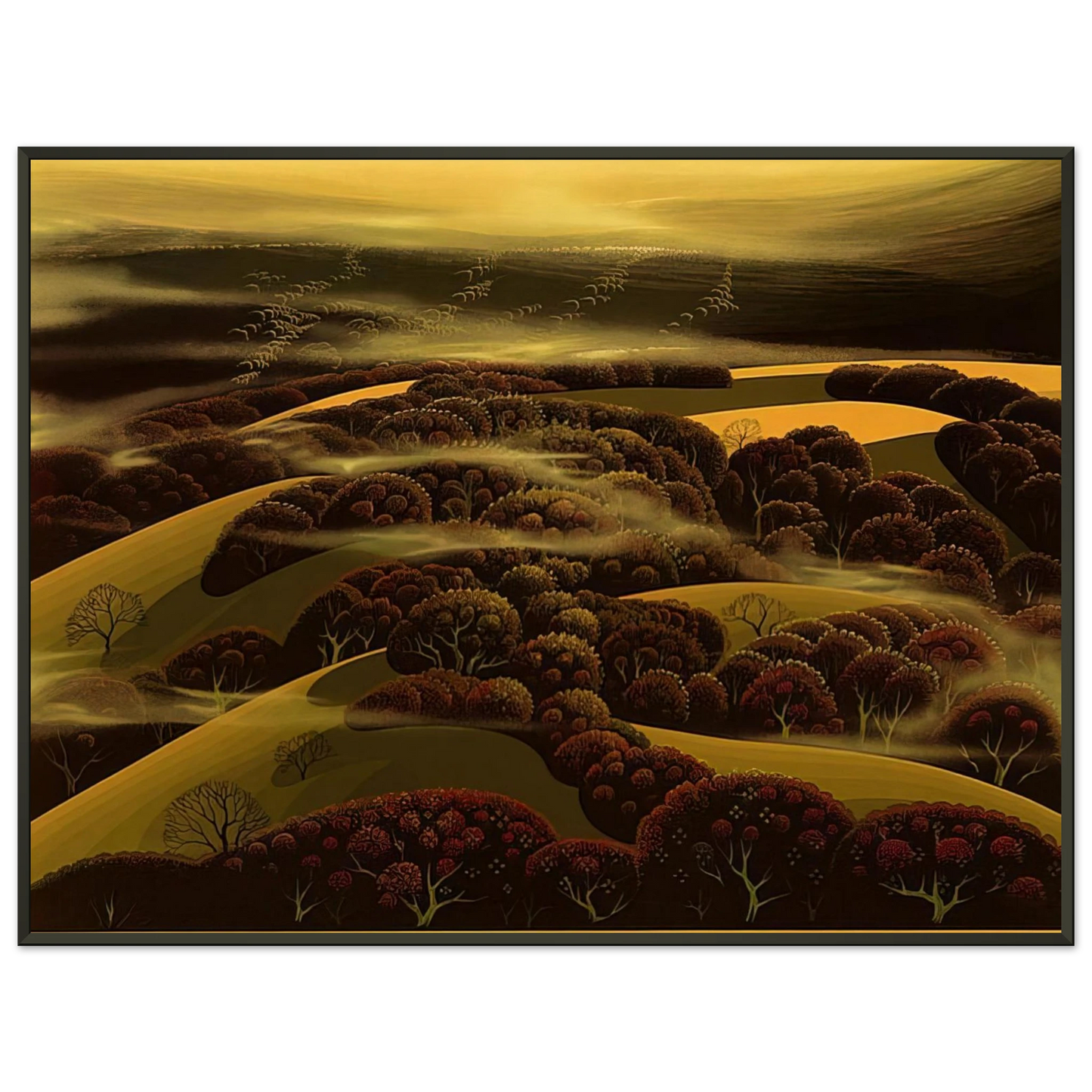 Eyvind Earle When the Fog Rolls In Framed Art Print - Aluminum Frame - 60x80 cm / 24x32 inches