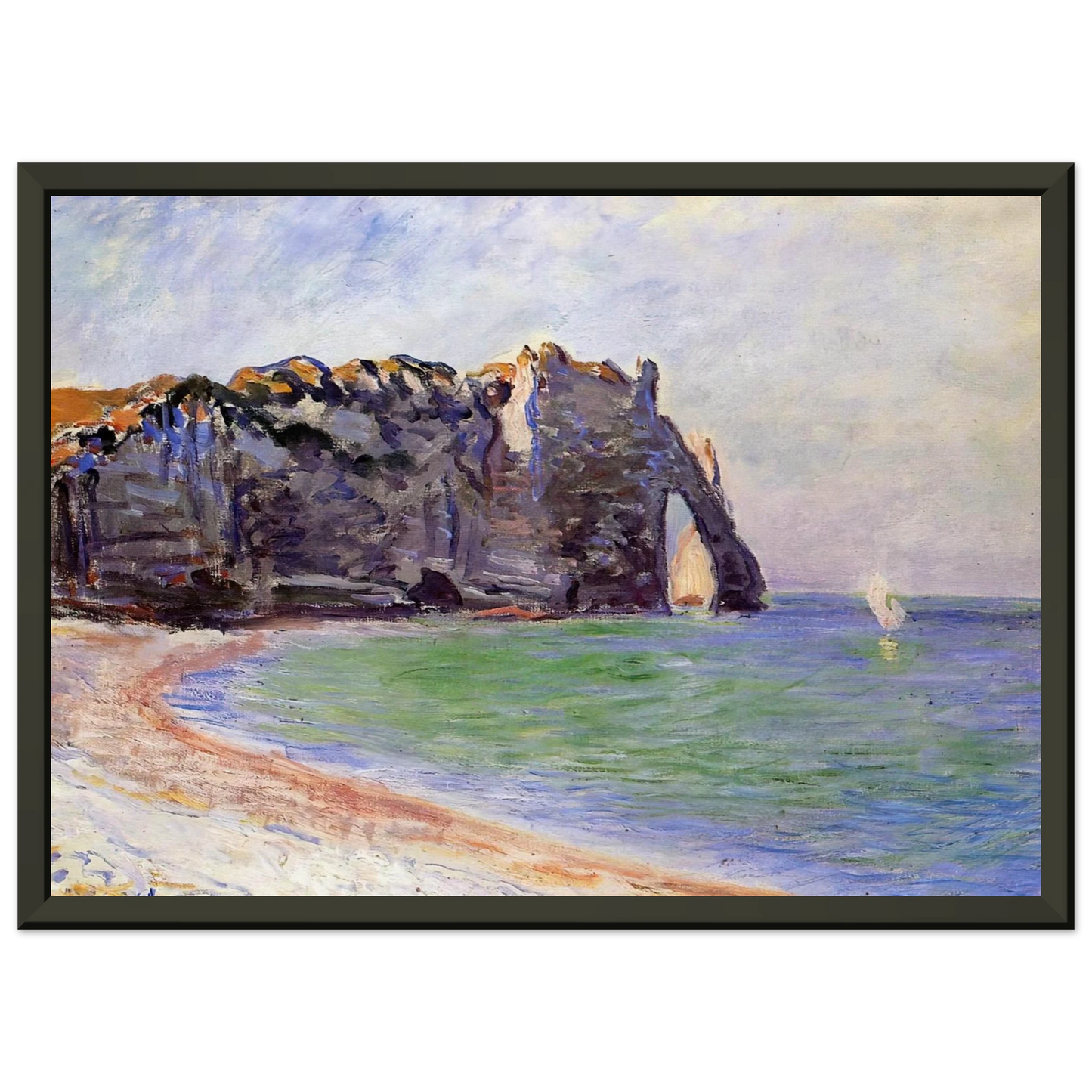 claude monet The Manneport Etretat the Porte dAval Framed Art Print - Aluminum Frame - 70x100 cm / 28x40 inches