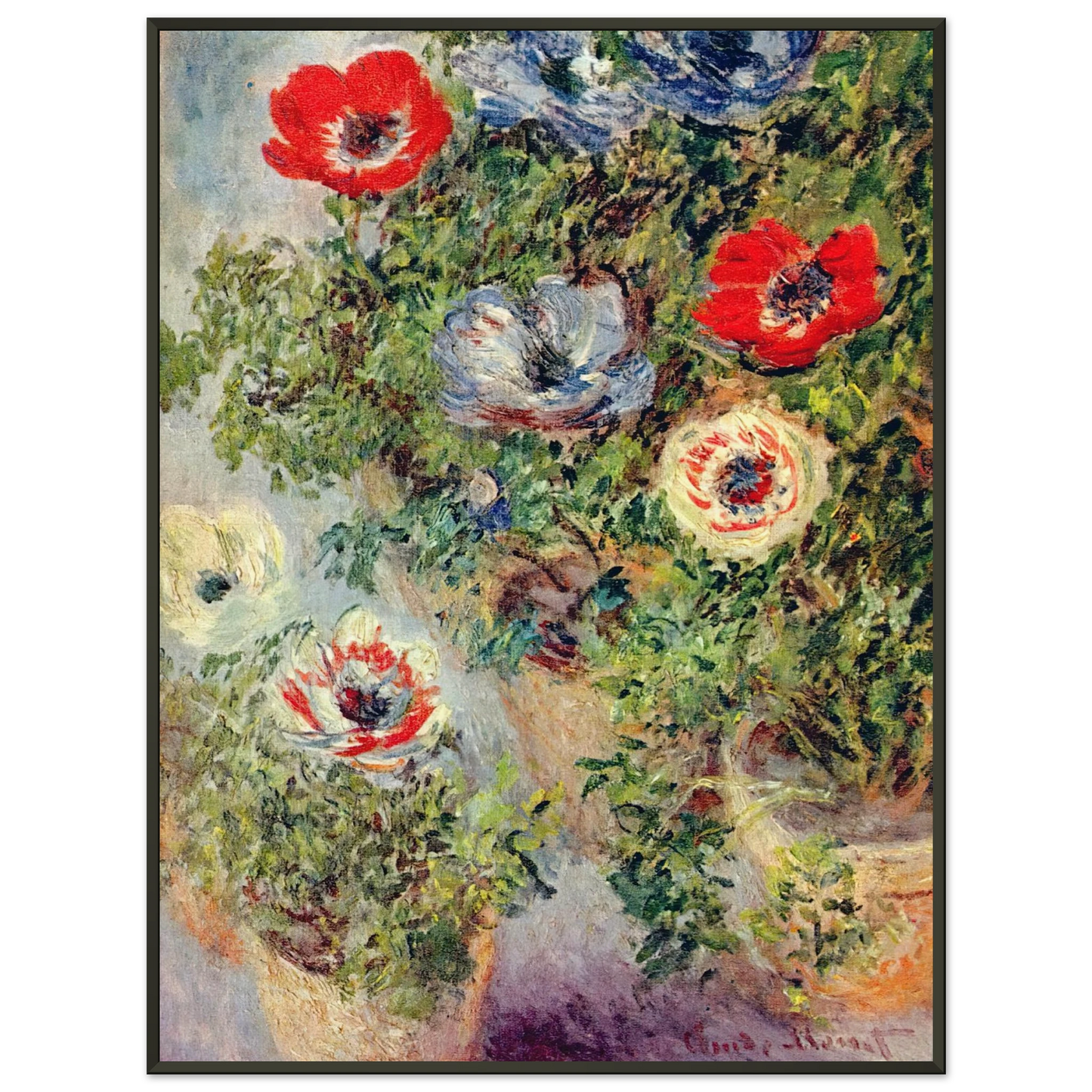 claude monet  Stilll Life with Anemones Framed Art Print  - Aluminum Frame - 70x100 cm / 28x40 inches