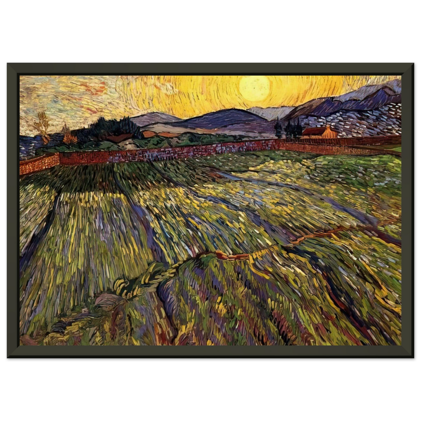 Vincent van Gogh Wheat Field with Rising Sun Framed Art Print - Aluminum Frame - 40x50 cm / 16x20 inches