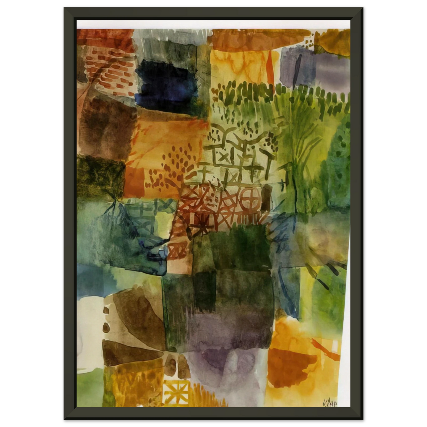 Paul Klee  REMEMBRANCE OF A GARDEN 1914 Framed Art Print  - Aluminum Frame - 40x50 cm / 16x20 inches