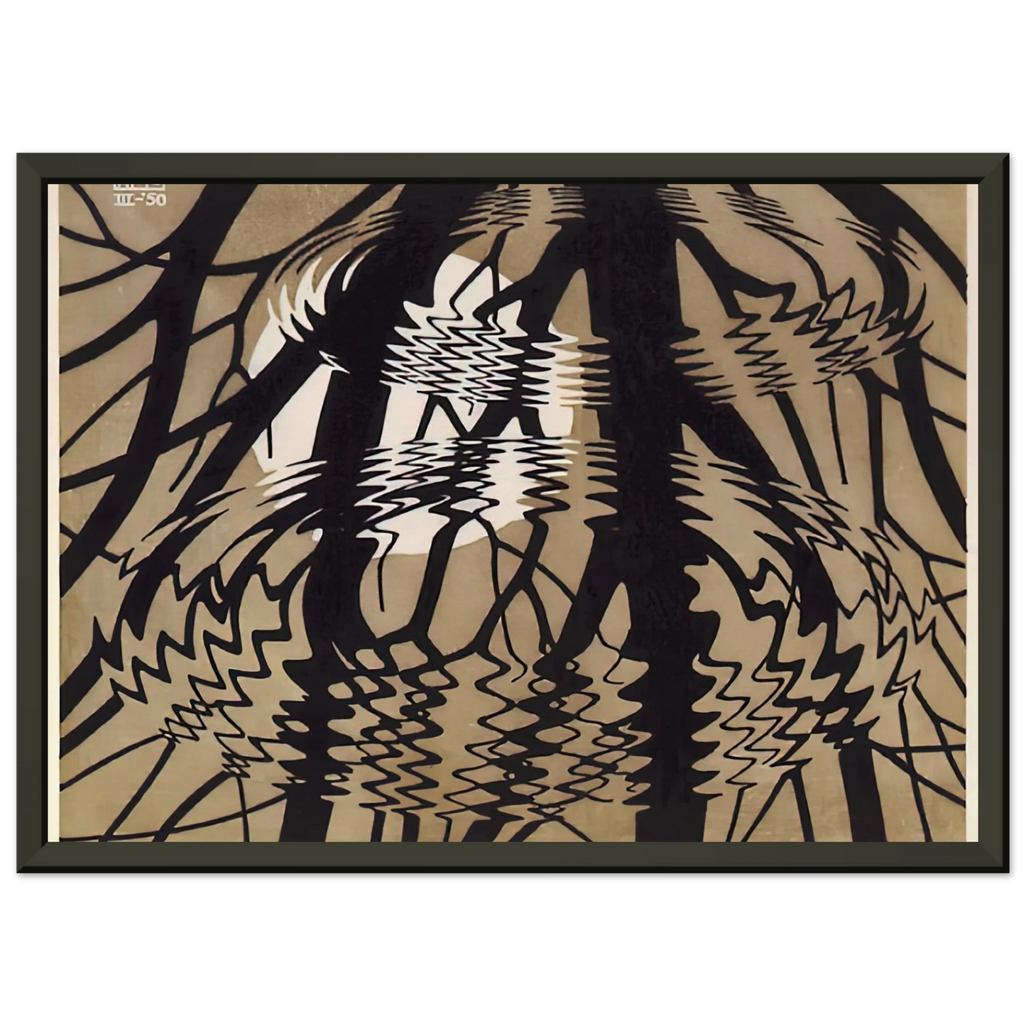 MC Escher  RIPPLED SURFACE COLOUR Framed Art Print  - Aluminum Frame - 40x50 cm / 16x20 inches