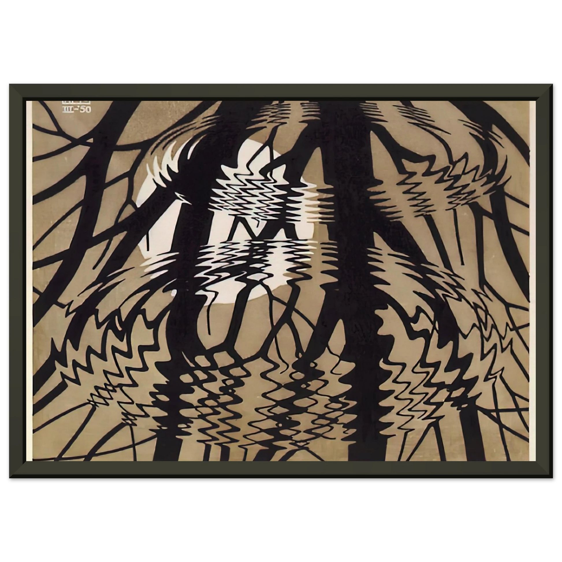MC Escher  RIPPLED SURFACE COLOUR Framed Art Print  - Aluminum Frame - 40x50 cm / 16x20 inches