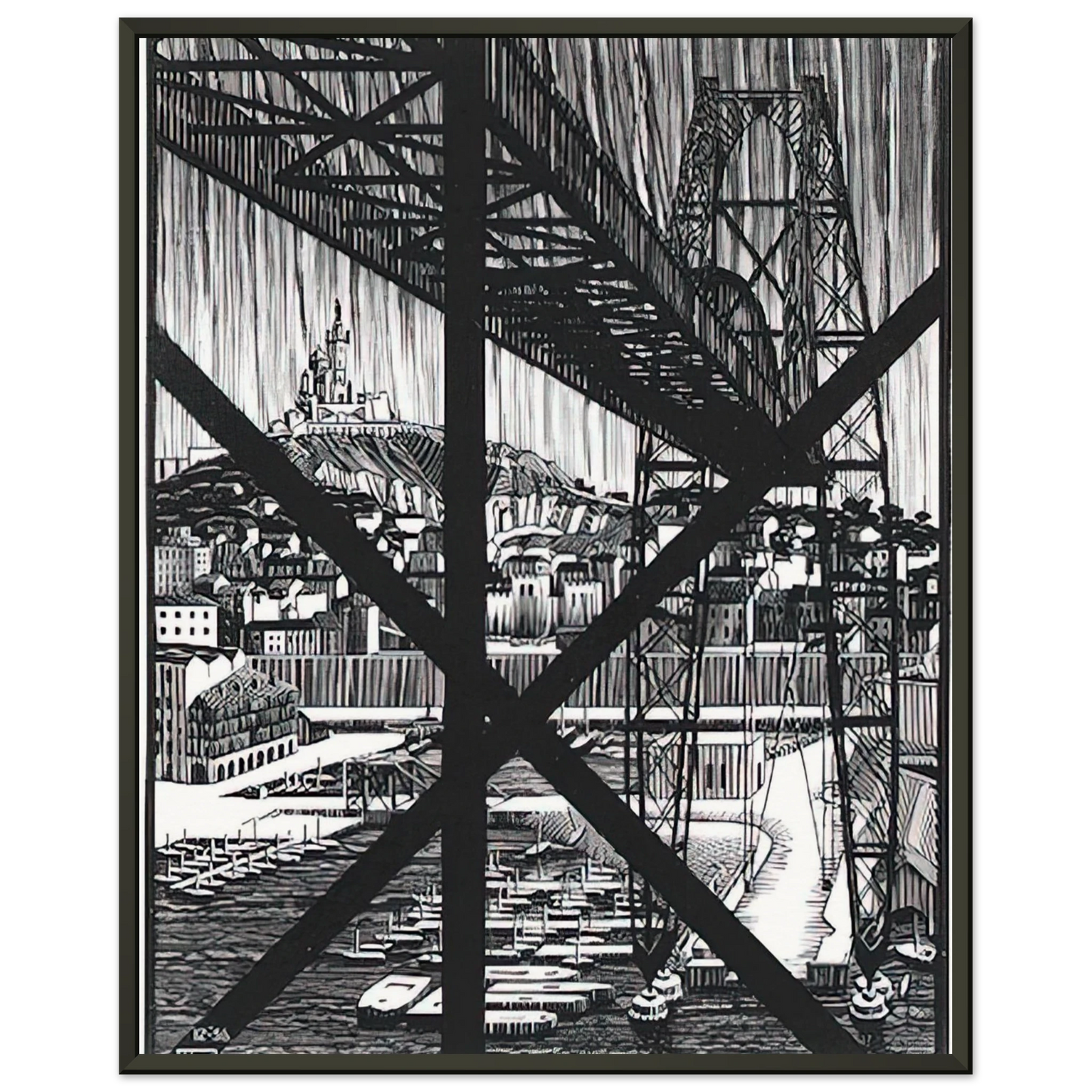 MC Escher  MARCEILLES DECEMBER 1936 1936 Framed Art Print  - Aluminum Frame - 70x100 cm / 28x40 inches