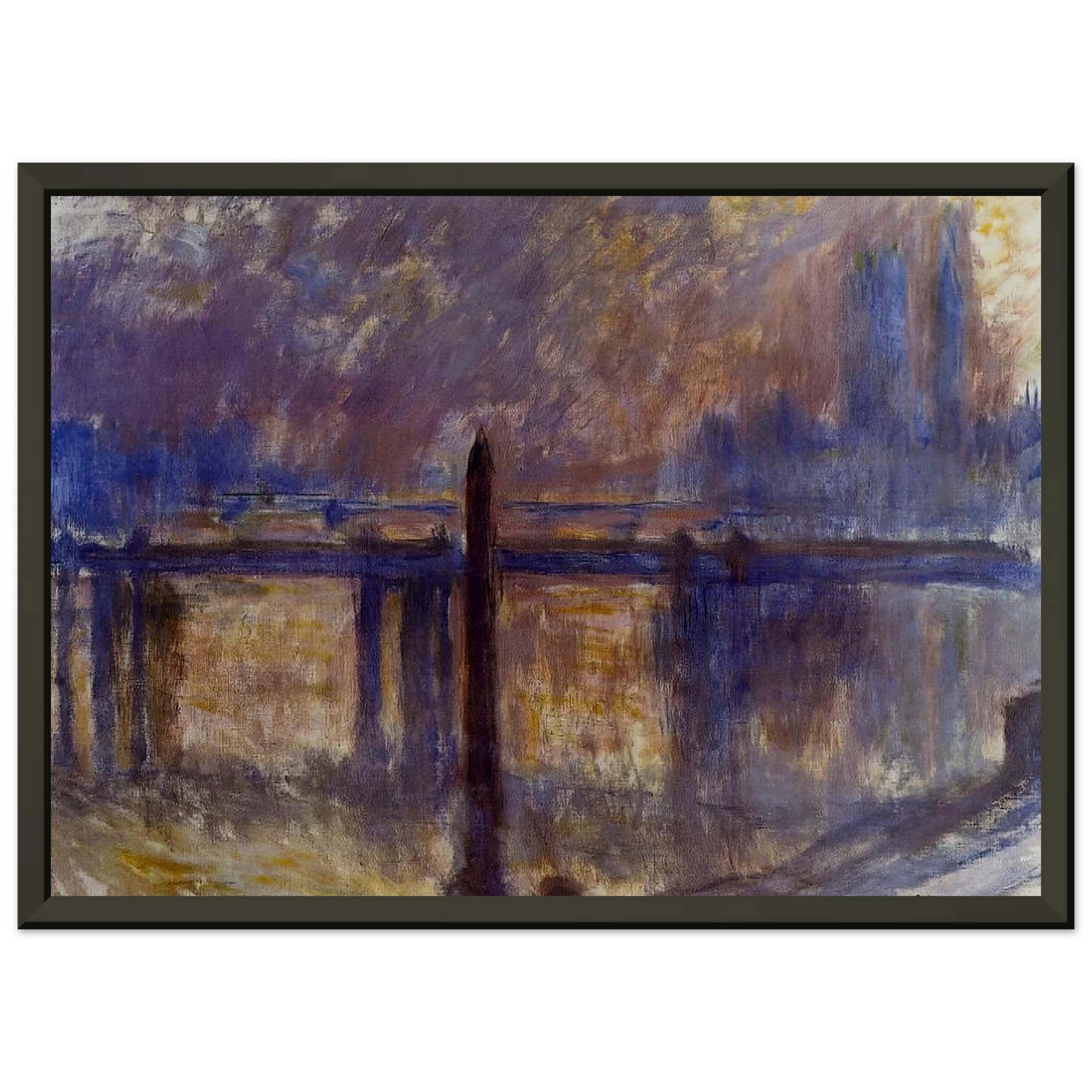 claude monet Charing Cross Bridge Cleopatras Needle Framed Art Print - Aluminum Frame - 70x100 cm / 28x40 inches