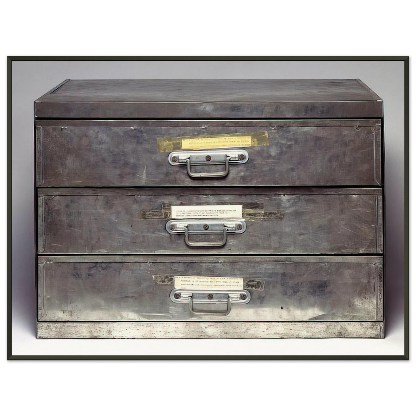 Christian Boltanski ATTEMPT AT RECREATION THREE DRAWERS 1971 Framed Art Print - Aluminum Frame - 60x80 cm / 24x32 inches