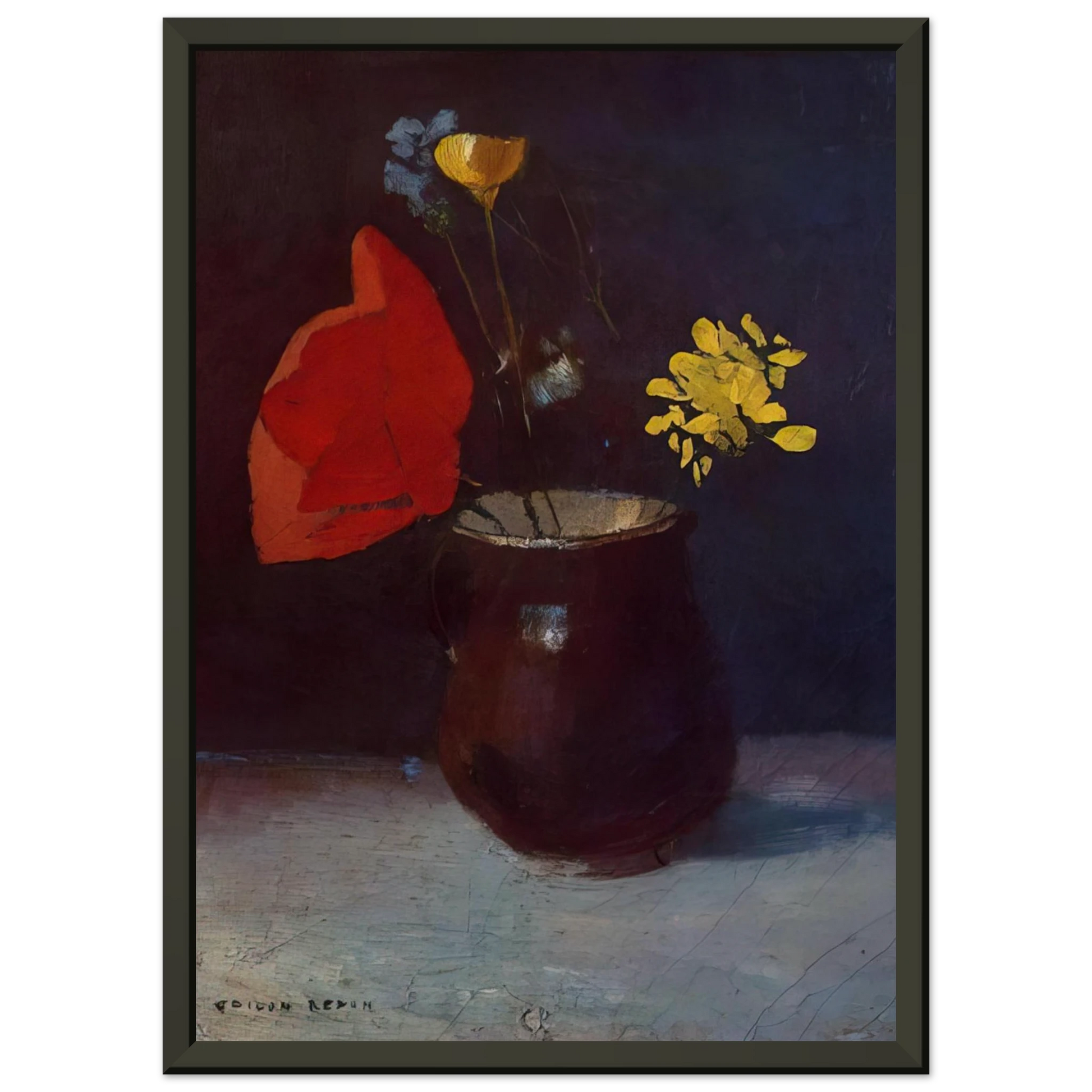 Odilon Redon  PITCHER OF FLOWERS Framed Art Print  - Aluminum Frame - 70x100 cm / 28x40 inches