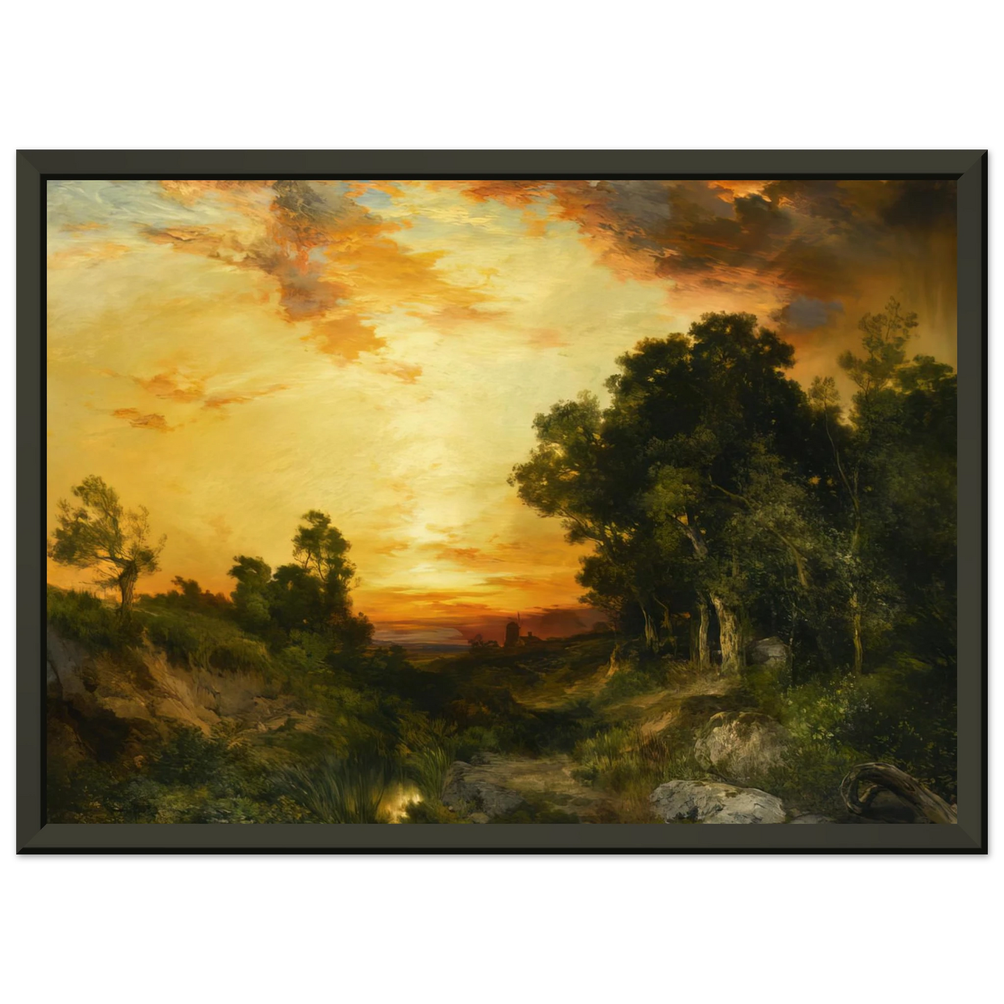 Thomas Moran Sunset Amagansett Framed Art Print - Aluminum Frame - 60x80 cm / 24x32 inches