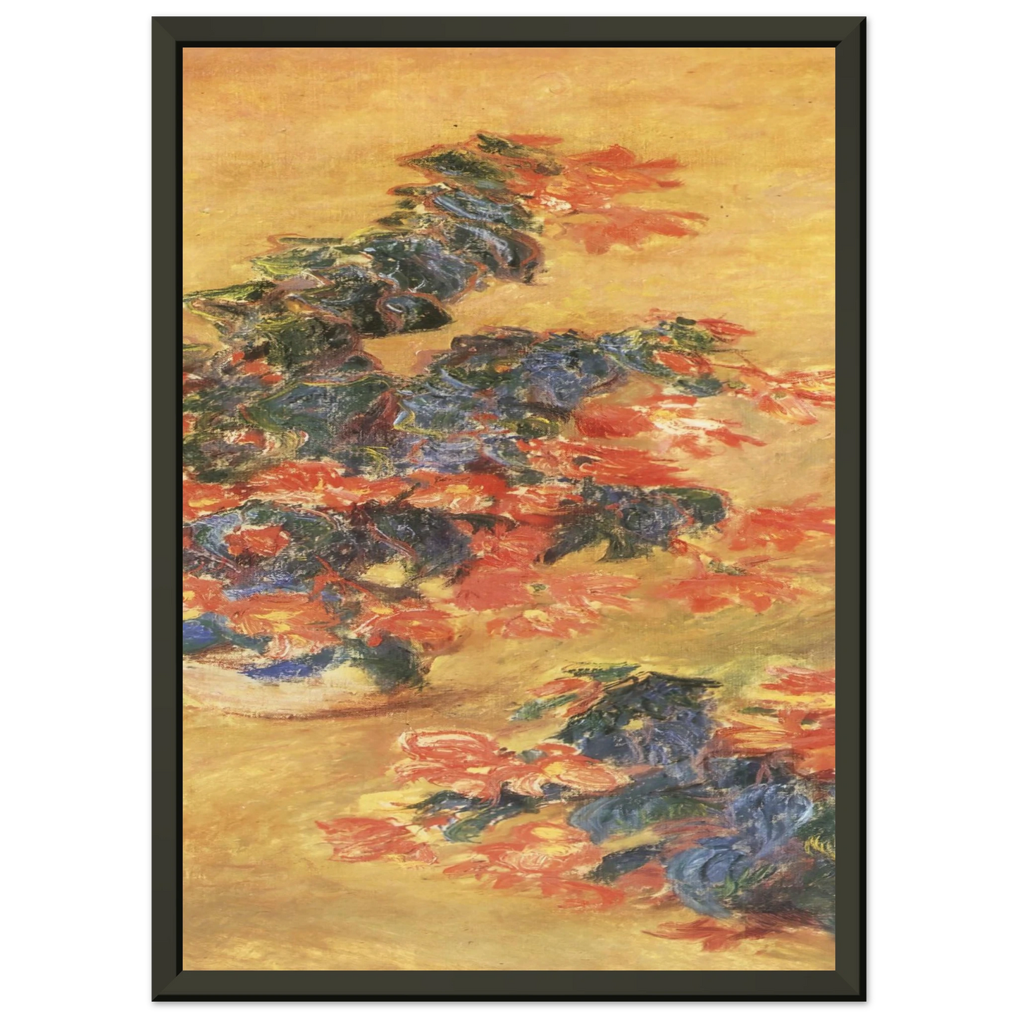 claude monet  Red azaleas in a Pot Framed Art Print  - Aluminum Frame - 60x80 cm / 24x32 inches