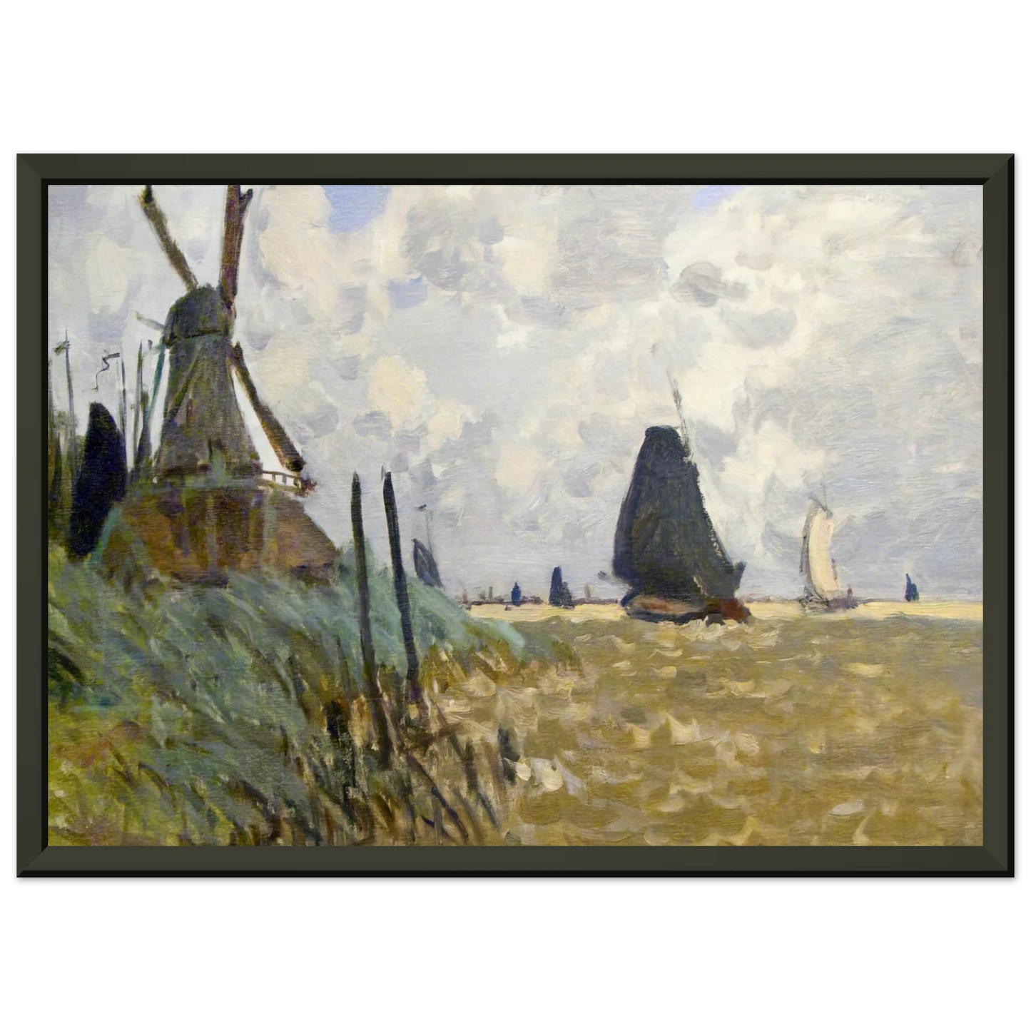 claude monet Windmill near Zaandam Framed Art Print - Aluminum Frame - 70x100 cm / 28x40 inches