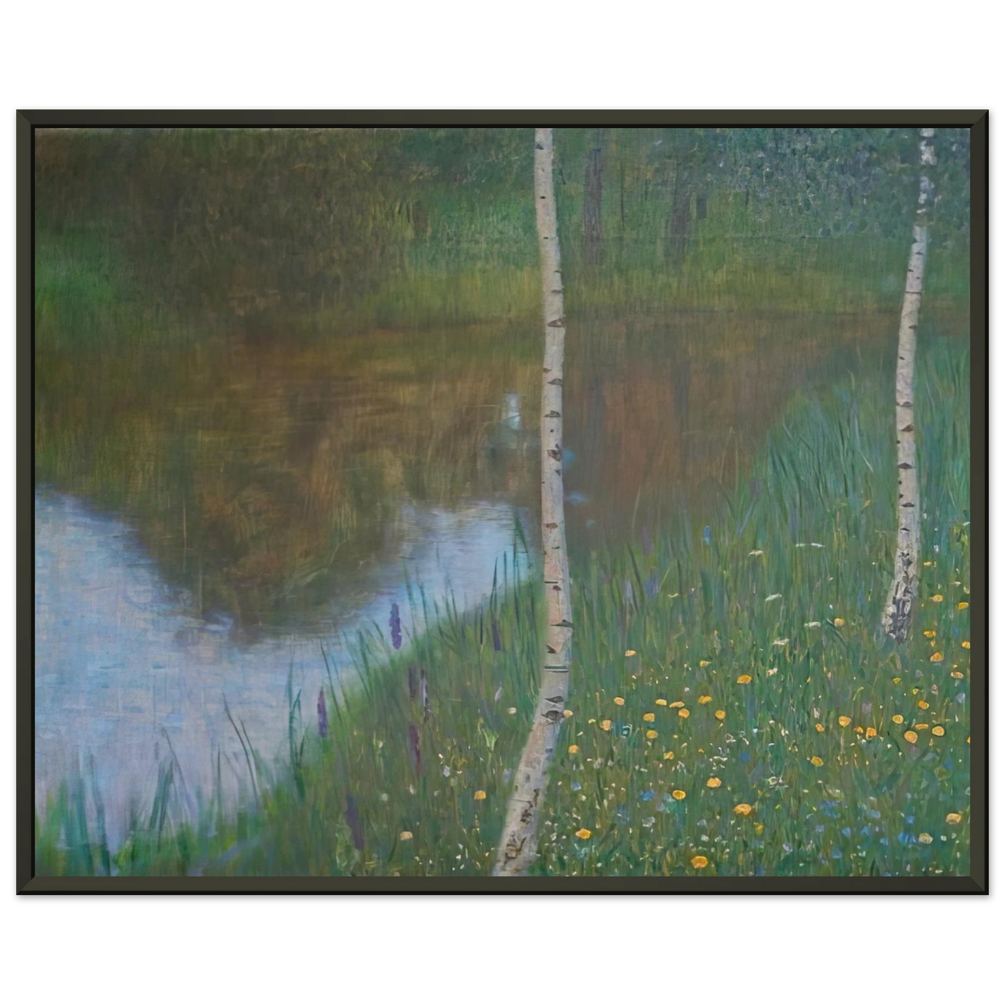 Gustav Klimt LAKESIDE WITH BIRCH TREES 1901 Framed Art Print - Aluminum Frame - 40x50 cm / 16x20 inches
