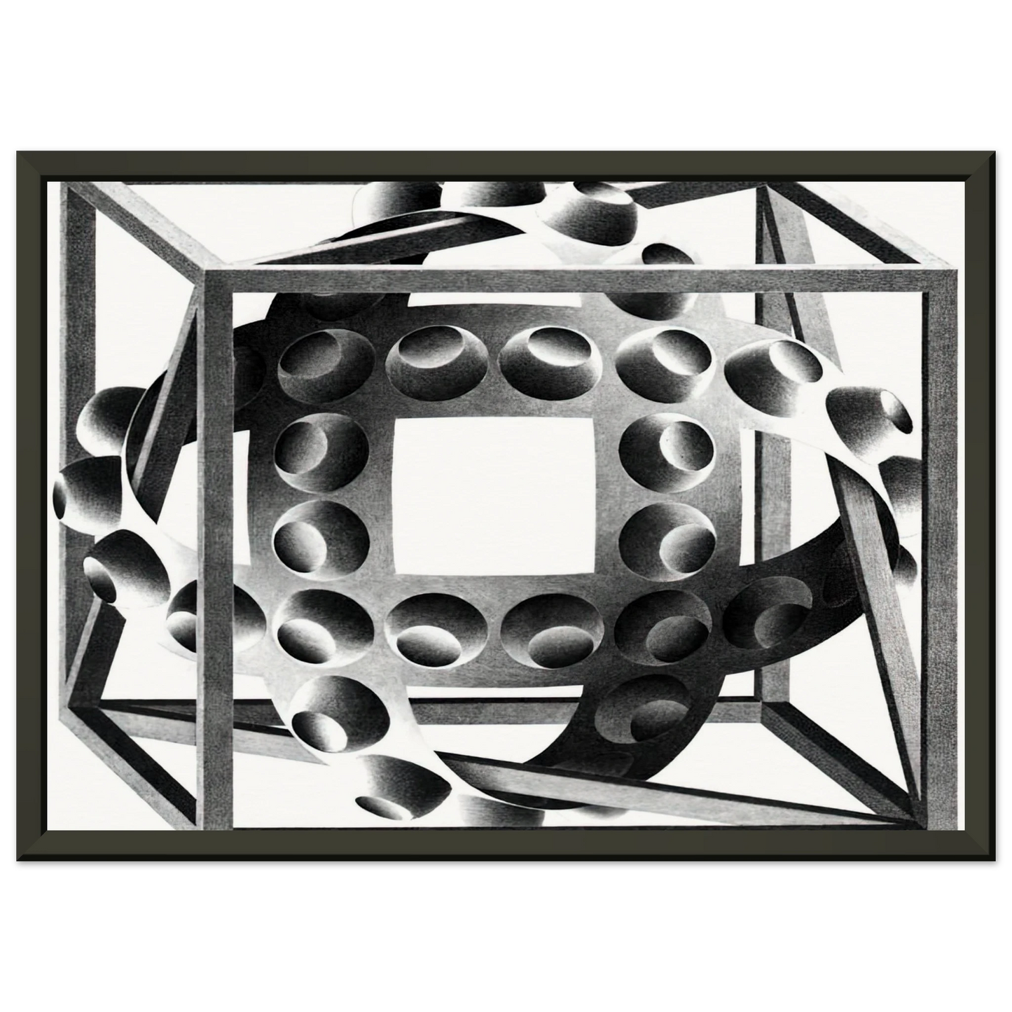 MC Escher  CUBE WITH MAGIC RIBBONS Framed Art Print  - Aluminum Frame - 60x80 cm / 24x32 inches