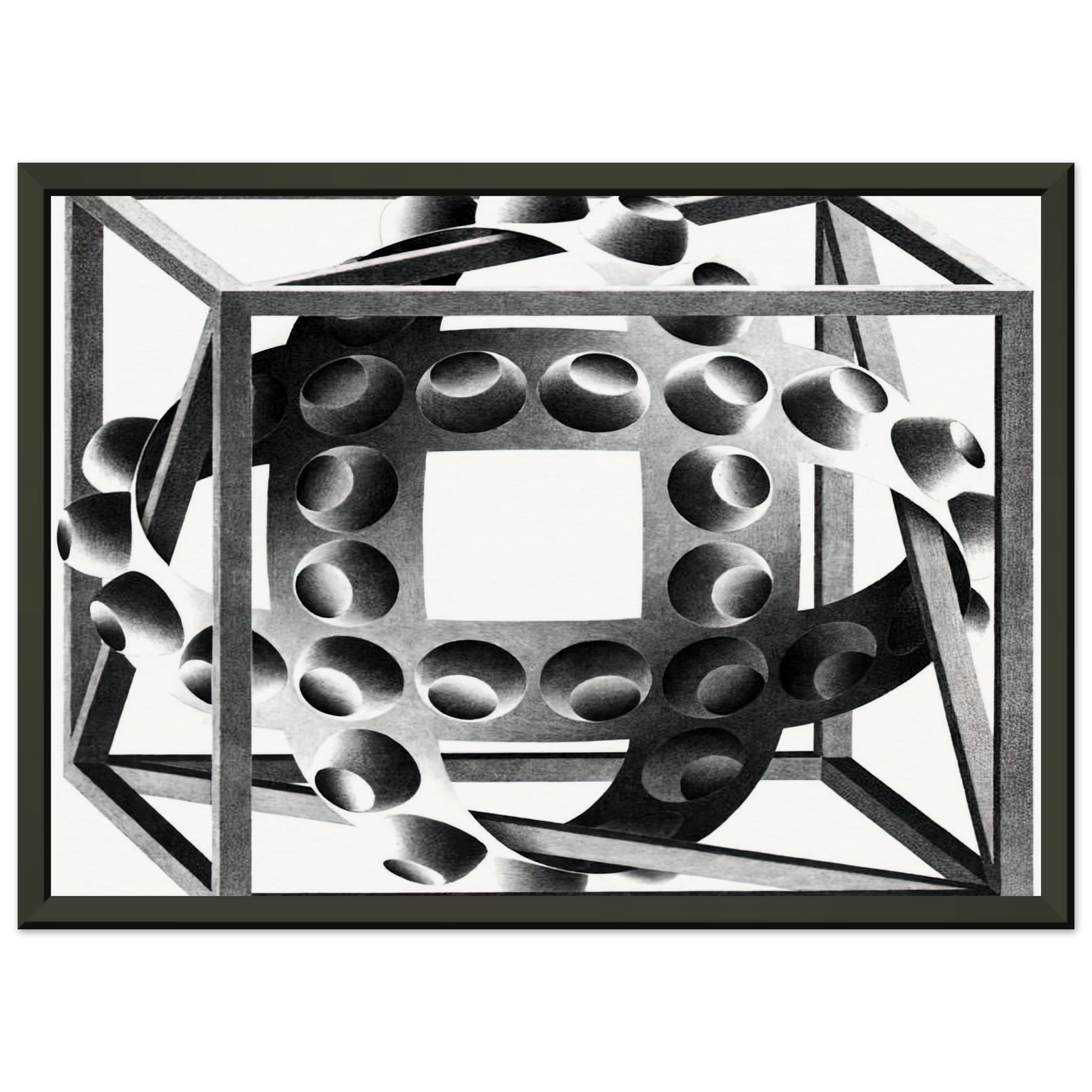 MC Escher  CUBE WITH MAGIC RIBBONS Framed Art Print  - Aluminum Frame - 60x80 cm / 24x32 inches