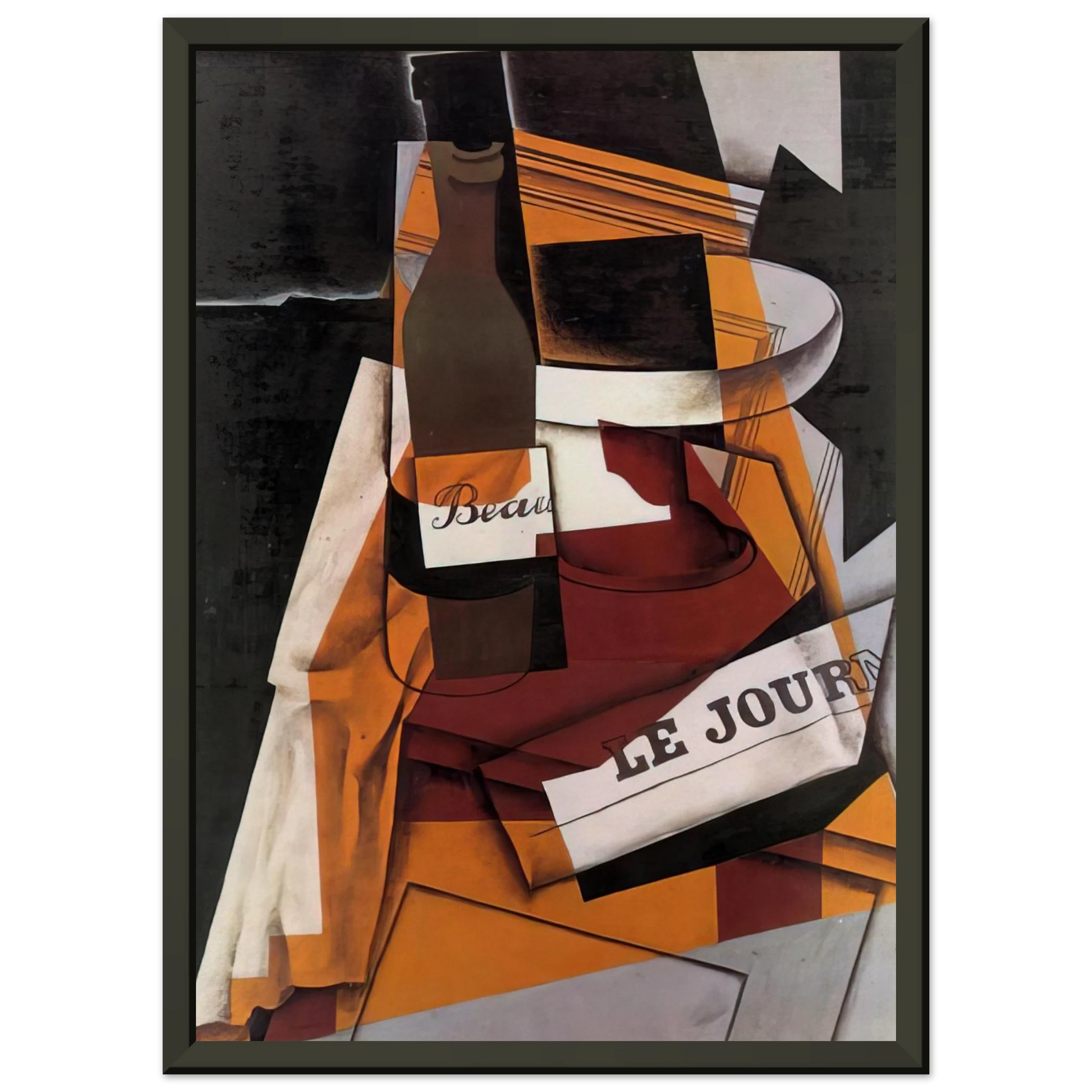 Juan Gris  BOTTLE NEWSPAPER AND FRUIT BOWL 1915 Framed Art Print  - Aluminum Frame - 40x50 cm / 16x20 inches