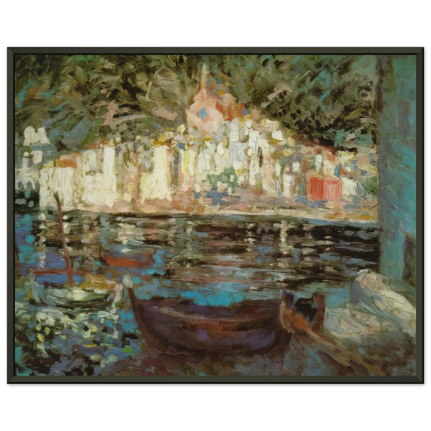 Salvador Dali VIEW OF CADAQUES FROM PLAYA POAL Framed Art Print - Aluminum Frame - 60x80 cm / 24x32 inches