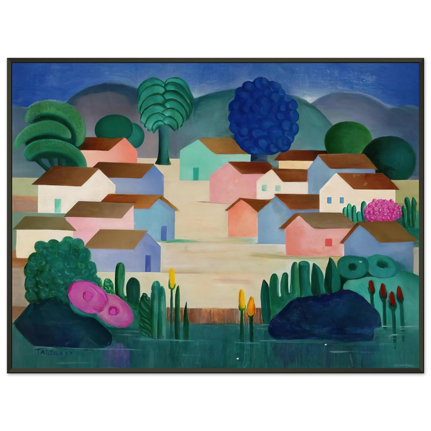Tarsila do Amaral Landscape with Sixteen Houses Framed Art Print - Aluminum Frame - 70x100 cm / 28x40 inches