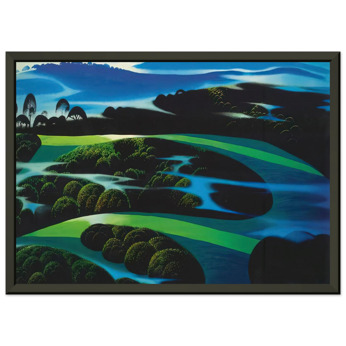 Eyvind Earle Summers Twilight Framed Art Print - Aluminum Frame - 60x80 cm / 24x32 inches