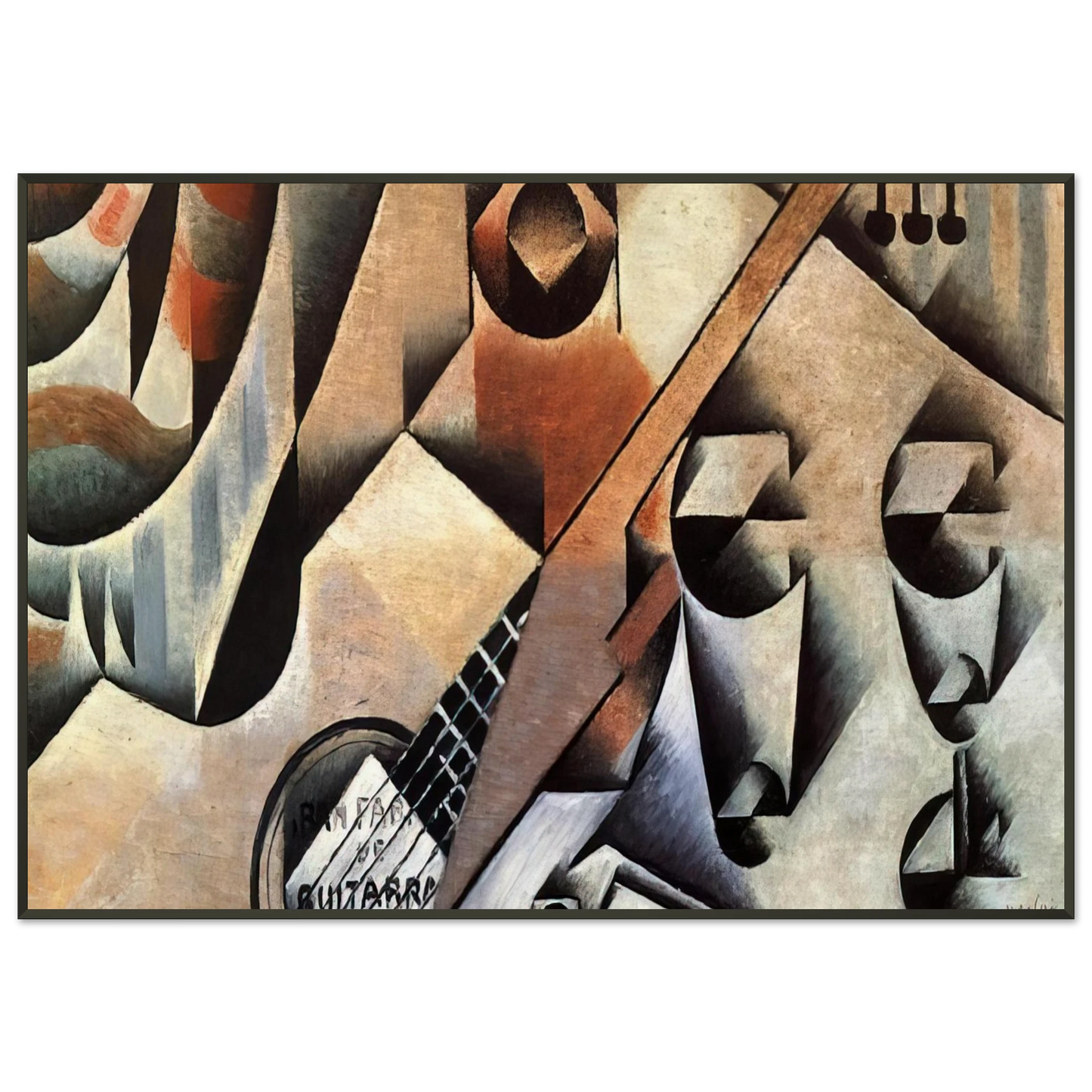 Juan Gris  GUITAR AND GLASSES BANJO AND GLASSES 1912 Framed Art Print  - Aluminum Frame - 21x29.7 cm / 8x12"