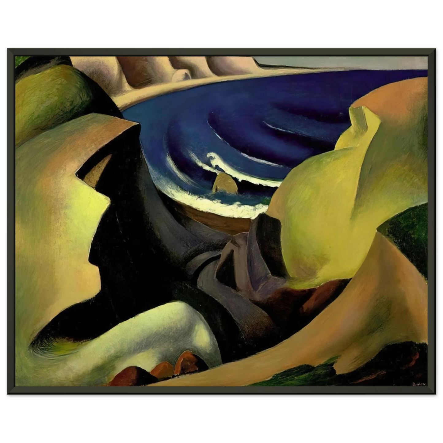 Thomas Hart Benton THE CLIFFS 1921 Framed Art Print - Aluminum Frame - 60x80 cm / 24x32 inches