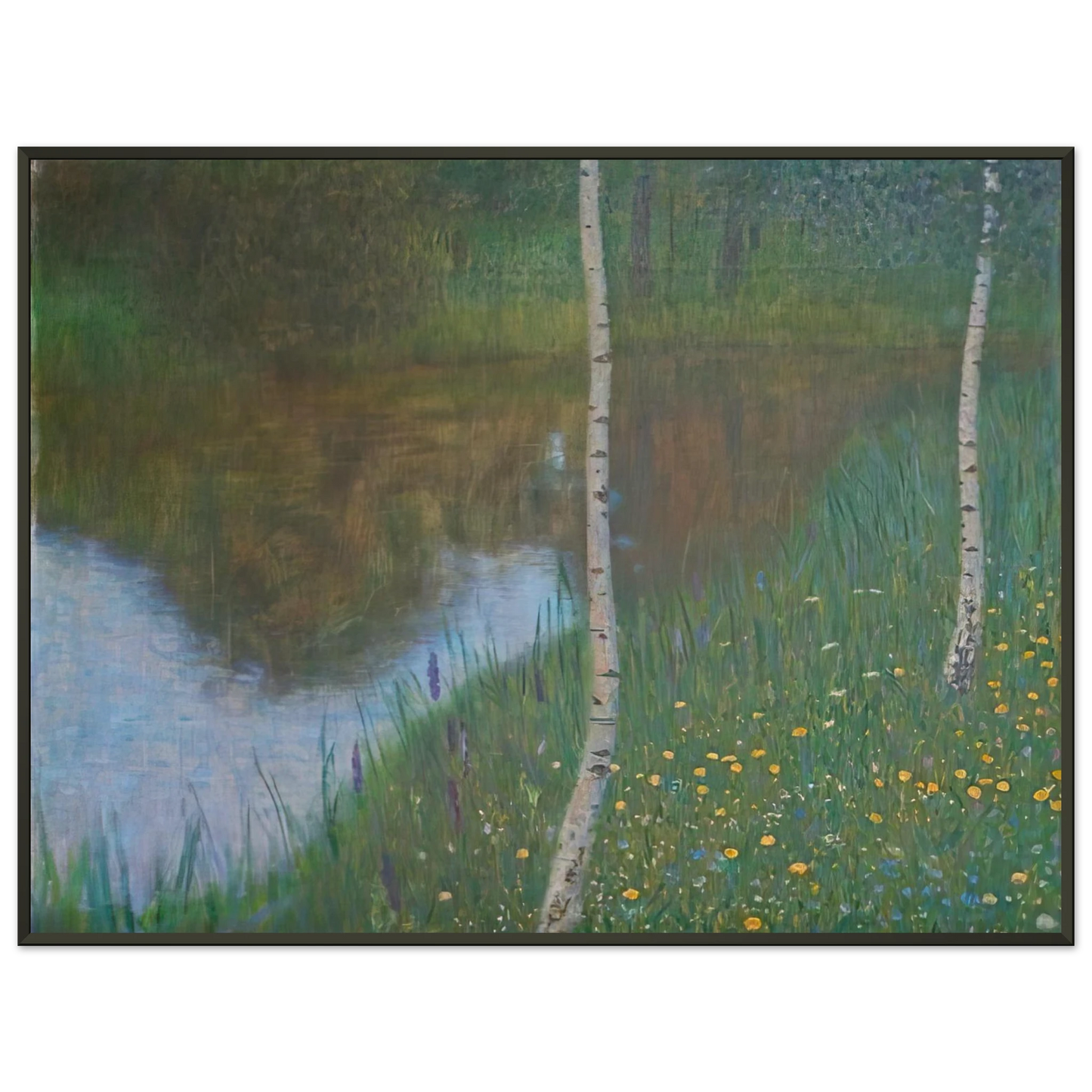 Gustav Klimt LAKESIDE WITH BIRCH TREES 1901 Framed Art Print - Aluminum Frame - 70x100 cm / 28x40 inches