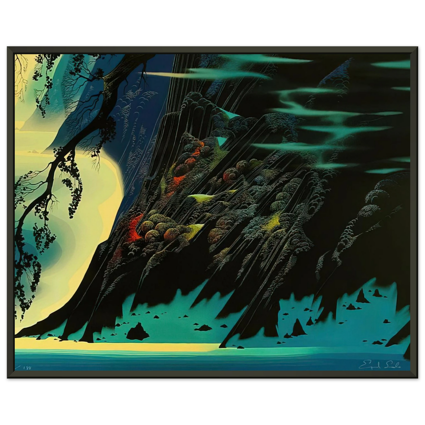 Eyvind Earle Coastal Magic Framed Art Print - Aluminum Frame - 40x50 cm / 16x20 inches