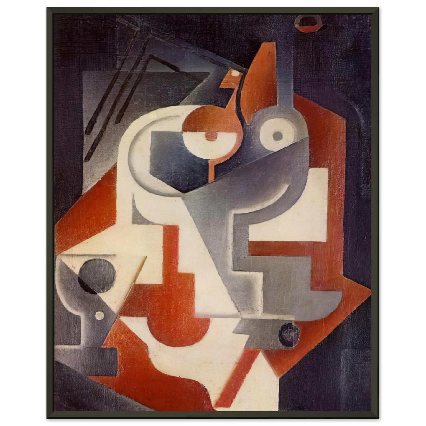 Juan Gris  NEWSPAPER GLASS AND PEAR 1917 Framed Art Print  - Aluminum Frame - 60x80 cm / 24x32 inches