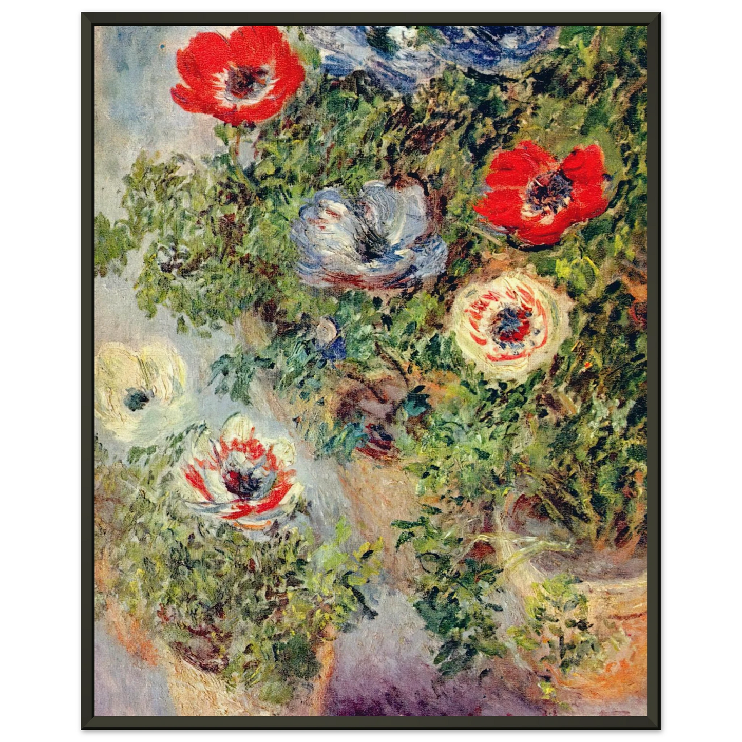 claude monet  Stilll Life with Anemones Framed Art Print  - Aluminum Frame - 40x50 cm / 16x20 inches