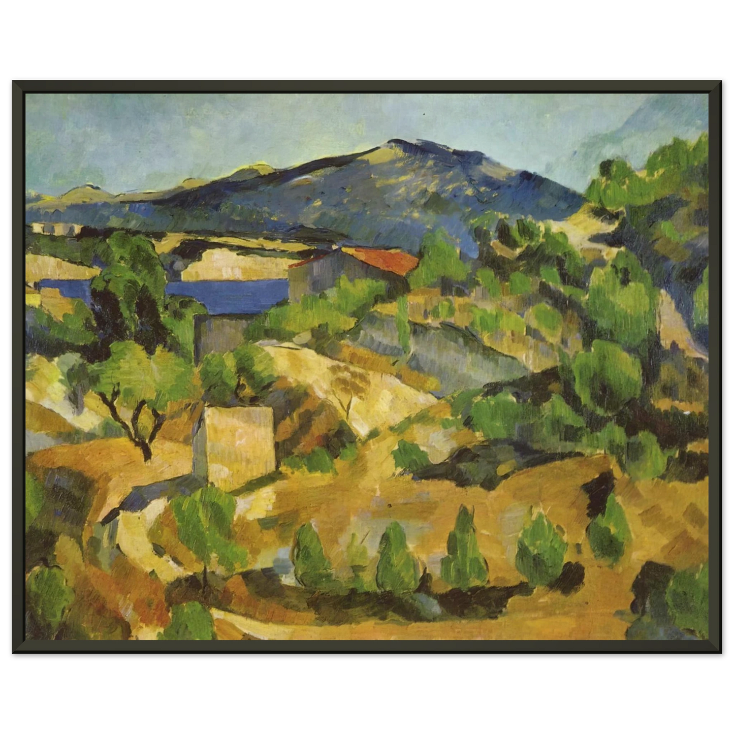 Paul Cezanne Mountains in Provence LEstaque Framed Art Print - Aluminum Frame - 70x100 cm / 28x40 inches