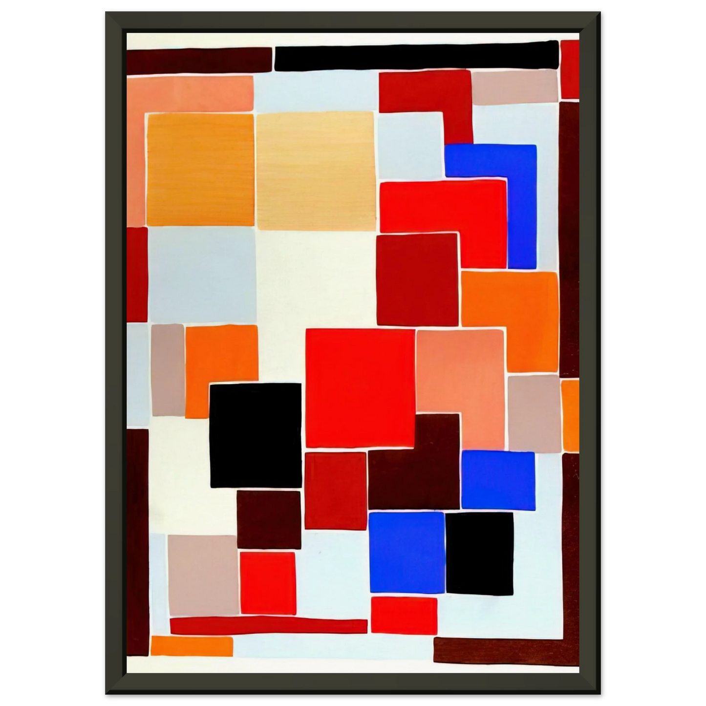 Sonia Delaunay DESIGN IN THE STYLE OF MONDRIAN POSSIBLY FOR A RUG FROM COMPOSITIONS COLOURS IDEAS 1931 Framed Art Print - Aluminum Frame - 60x80 cm / 24x32 inches