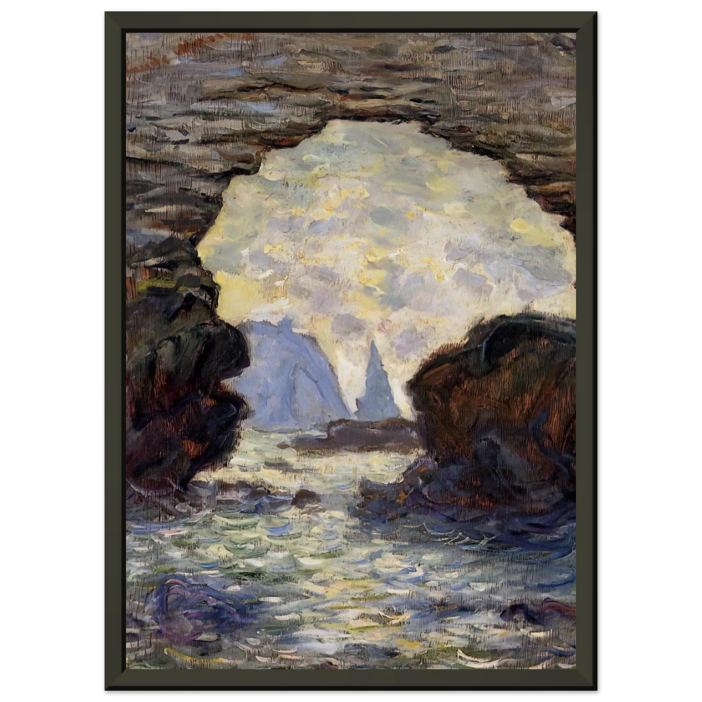 claude monet The Rock Needle Seen through the Porte dAumont Framed Art Print - Aluminum Frame - 70x100 cm / 28x40 inches