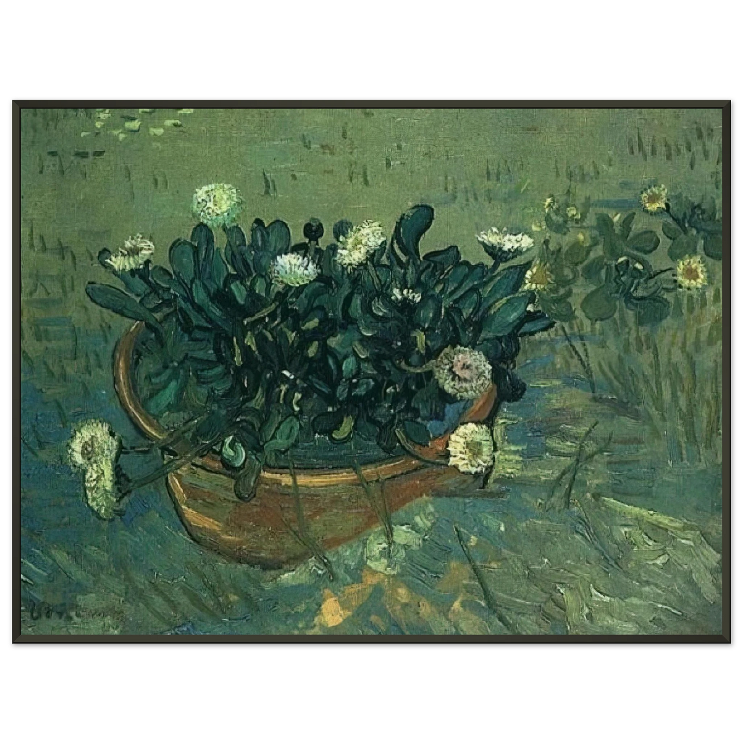 Vincent van Gogh  Still Life Bowl with Daisies Framed Art Print  - Aluminum Frame - 70x100 cm / 28x40 inches