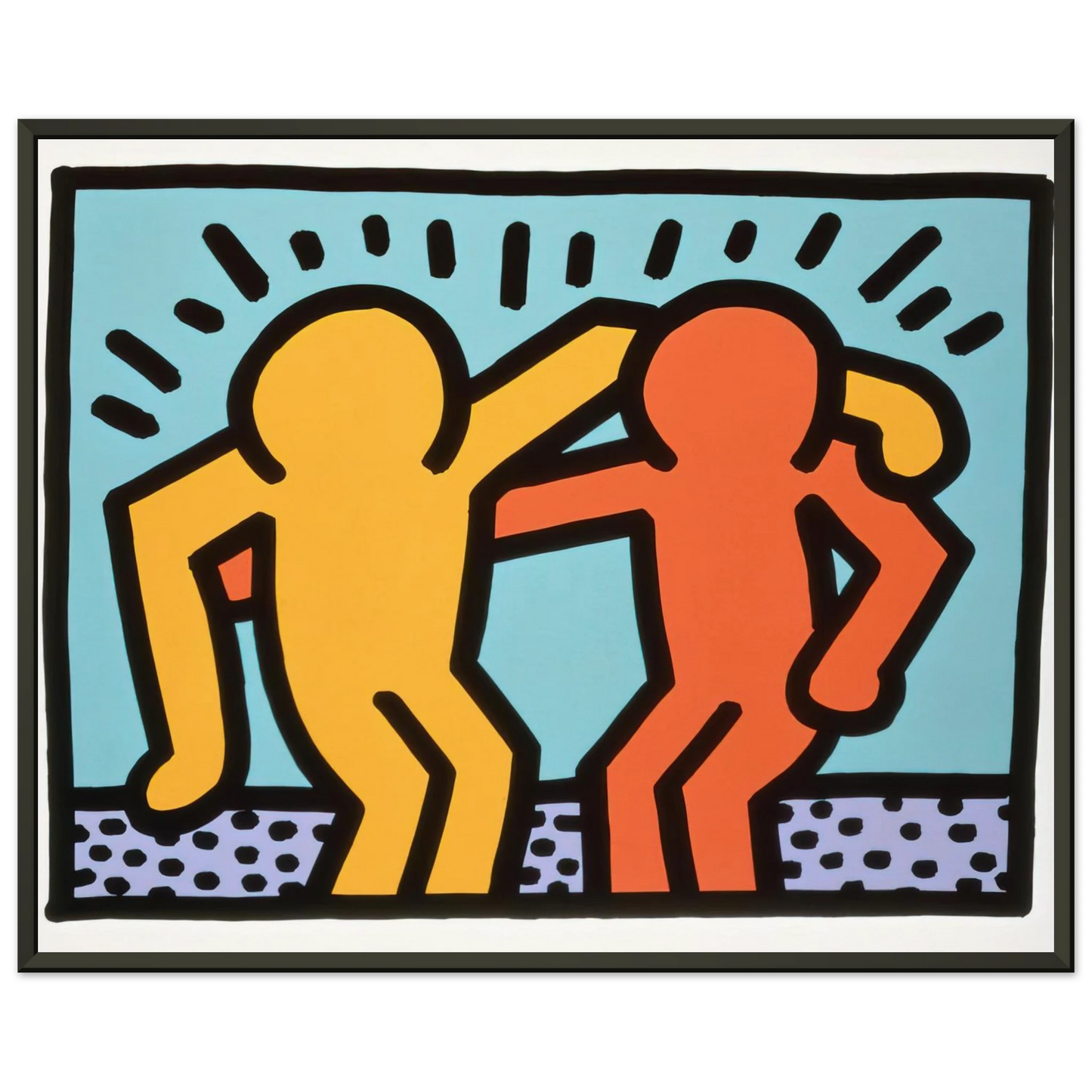 Keith Haring BEST BUDDIES 1990 Framed Art Print - Aluminum Frame - 60x80 cm / 24x32 inches