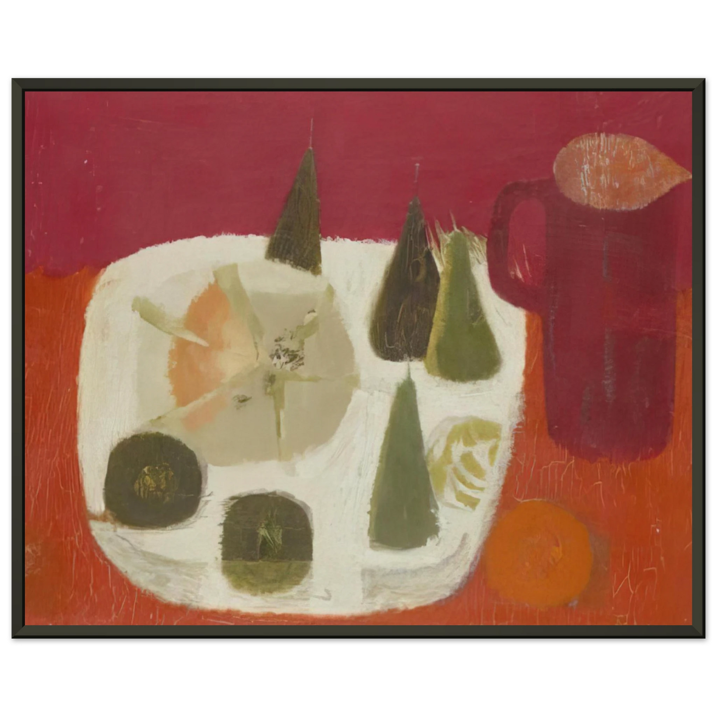 Mary Fedden Red Jug 1968 Framed Art Print - Aluminum Frame - 40x50 cm / 16x20 inches