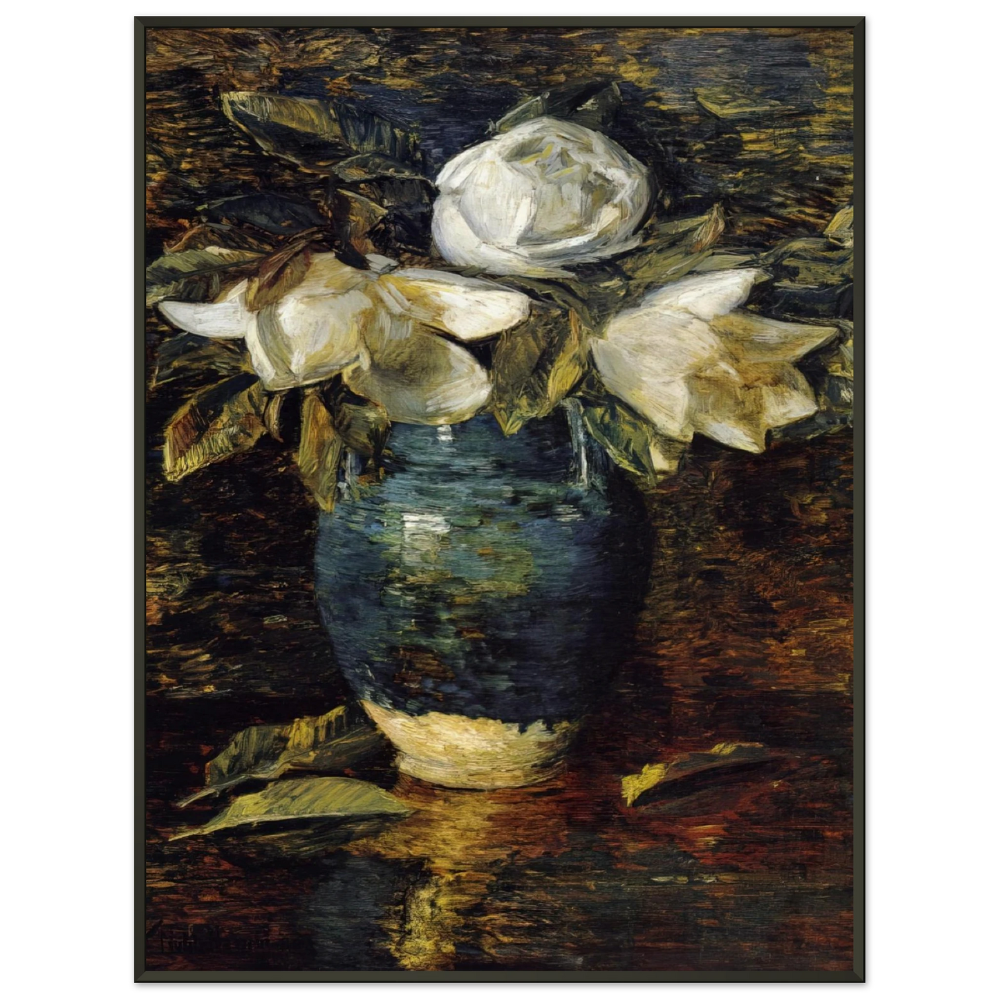 Childe Hassam Giant Magnolias Framed Art Print - Aluminum Frame - 60x80 cm / 24x32 inches