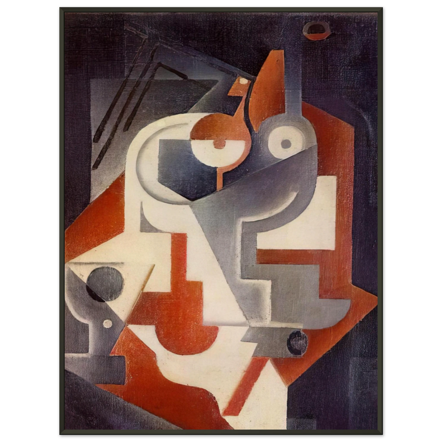 Juan Gris  NEWSPAPER GLASS AND PEAR 1917 Framed Art Print  - Aluminum Frame - 70x100 cm / 28x40 inches