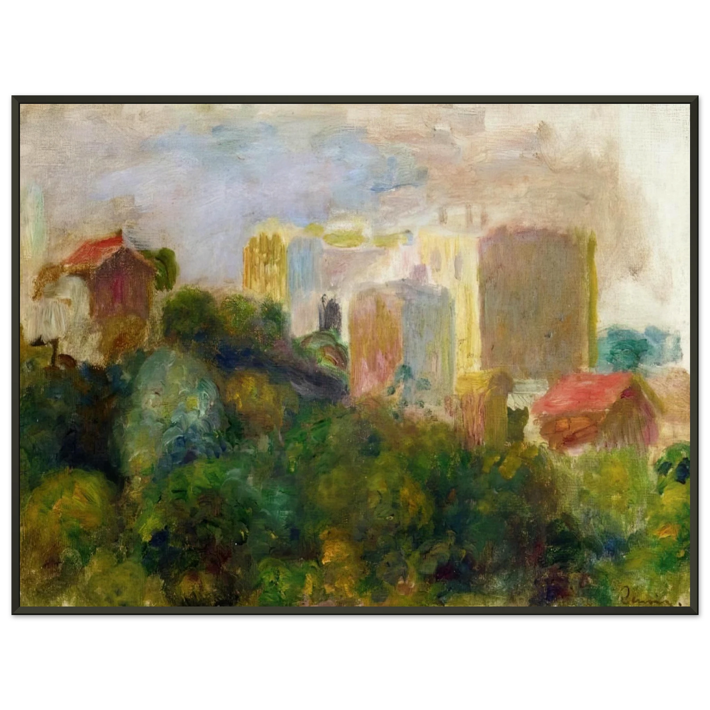 PierreAuguste Renoir View from Renoirs Garden in Montmartre Framed Art Print - Aluminum Frame - 70x100 cm / 28x40 inches