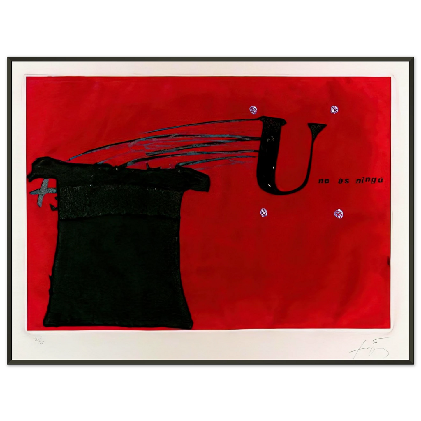 Antoni Tapies U NO S NING 1979 Framed Art Print - Aluminum Frame - 60x80 cm / 24x32 inches