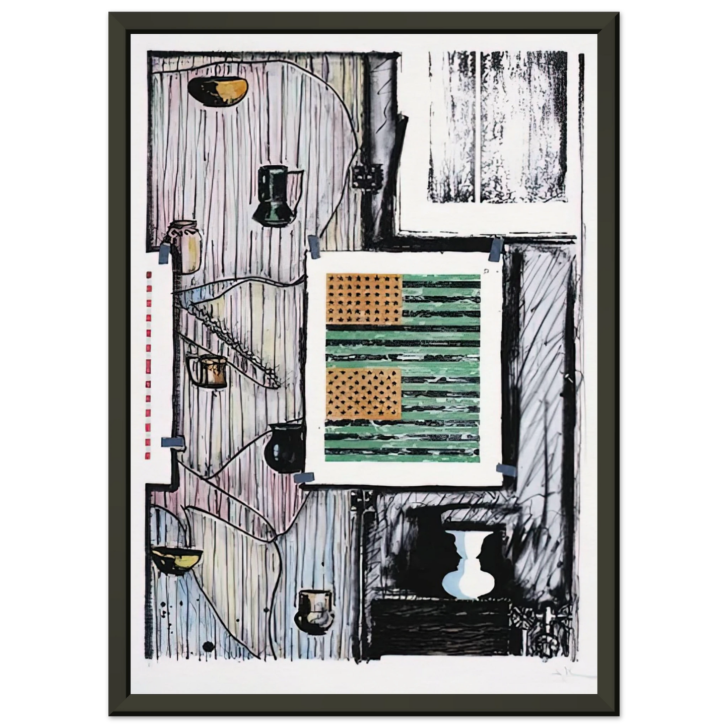 Jasper Johns VENTRILOQUIST ULAE 235 Framed Art Print - Aluminum Frame - 40x50 cm / 16x20 inches