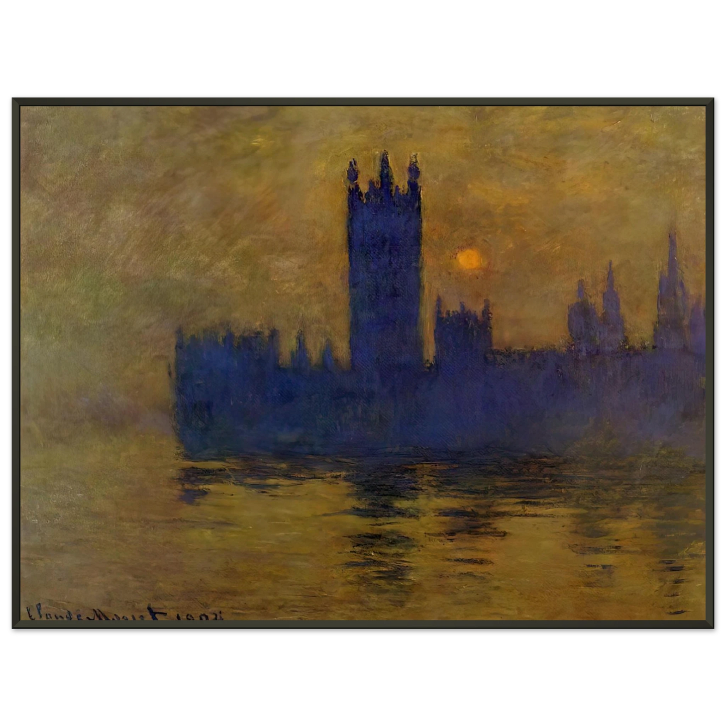 claude monet  Houses of Parliament Sunset 02 Framed Art Print  - Aluminum Frame - 60x80 cm / 24x32 inches