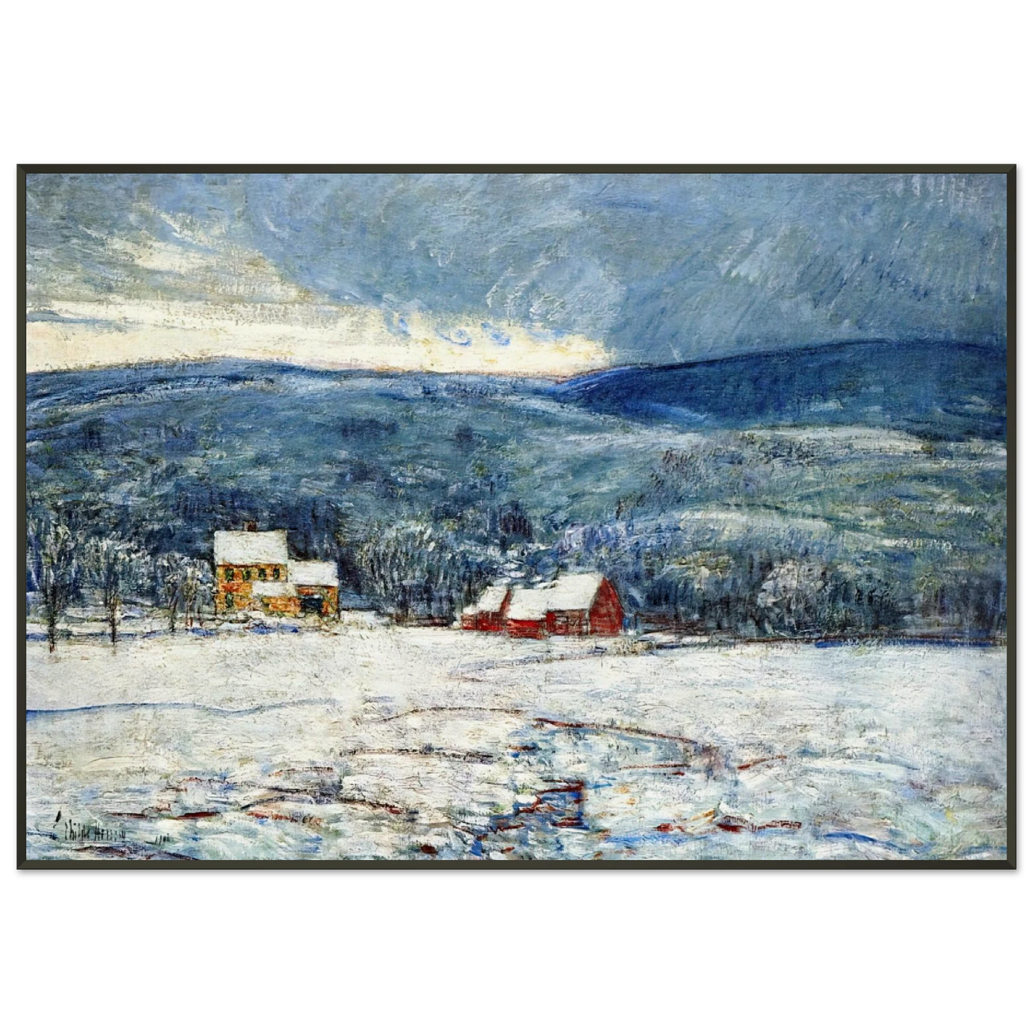 Childe Hassam Winter in the Connecticut Hills Framed Art Print - Aluminum Frame - 21x29.7 cm / 8x12"