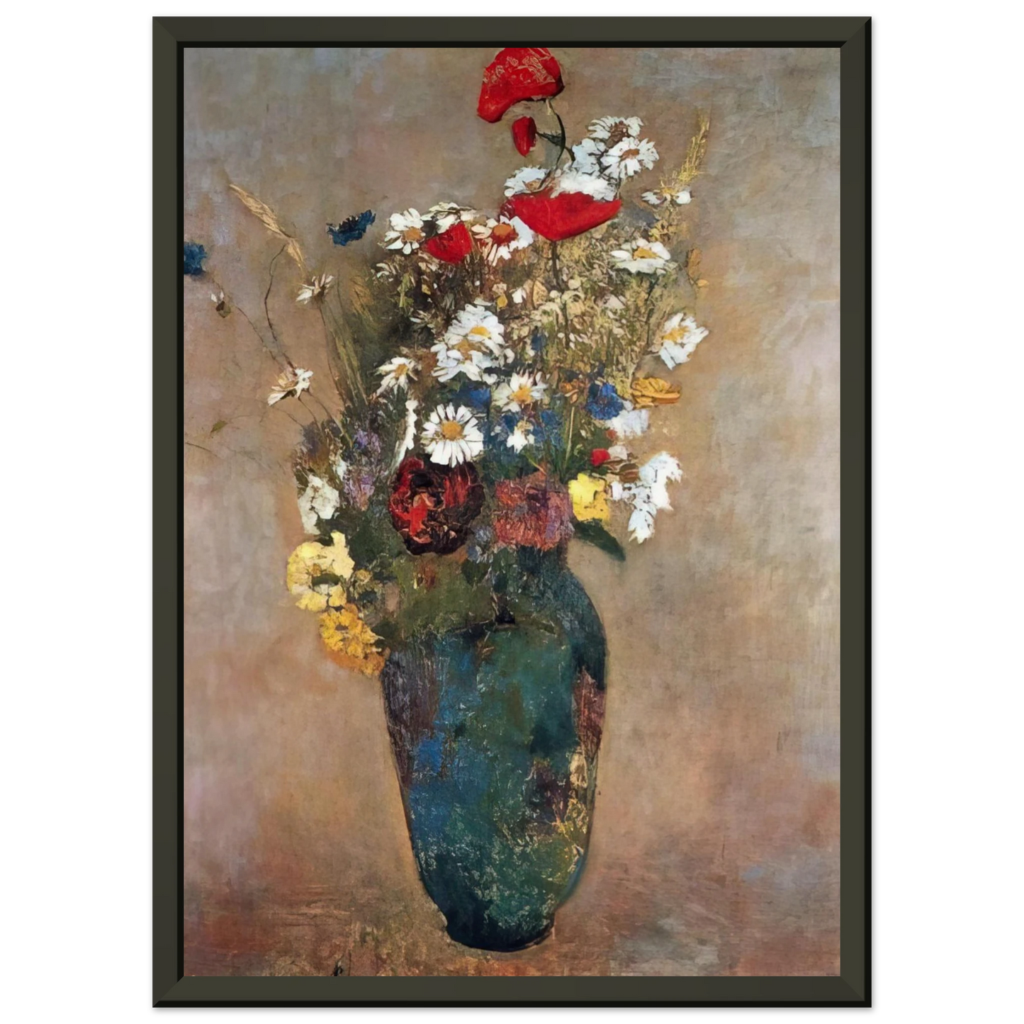 Odilon Redon VASE WITH FLOWERS Framed Art Print - Aluminum Frame - 70x100 cm / 28x40 inches