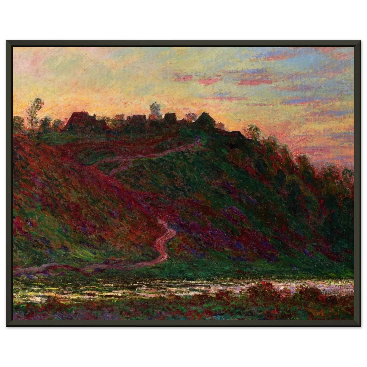 claude monet The Village of La RocheBlond Sunset Framed Art Print - Aluminum Frame - 60x80 cm / 24x32 inches