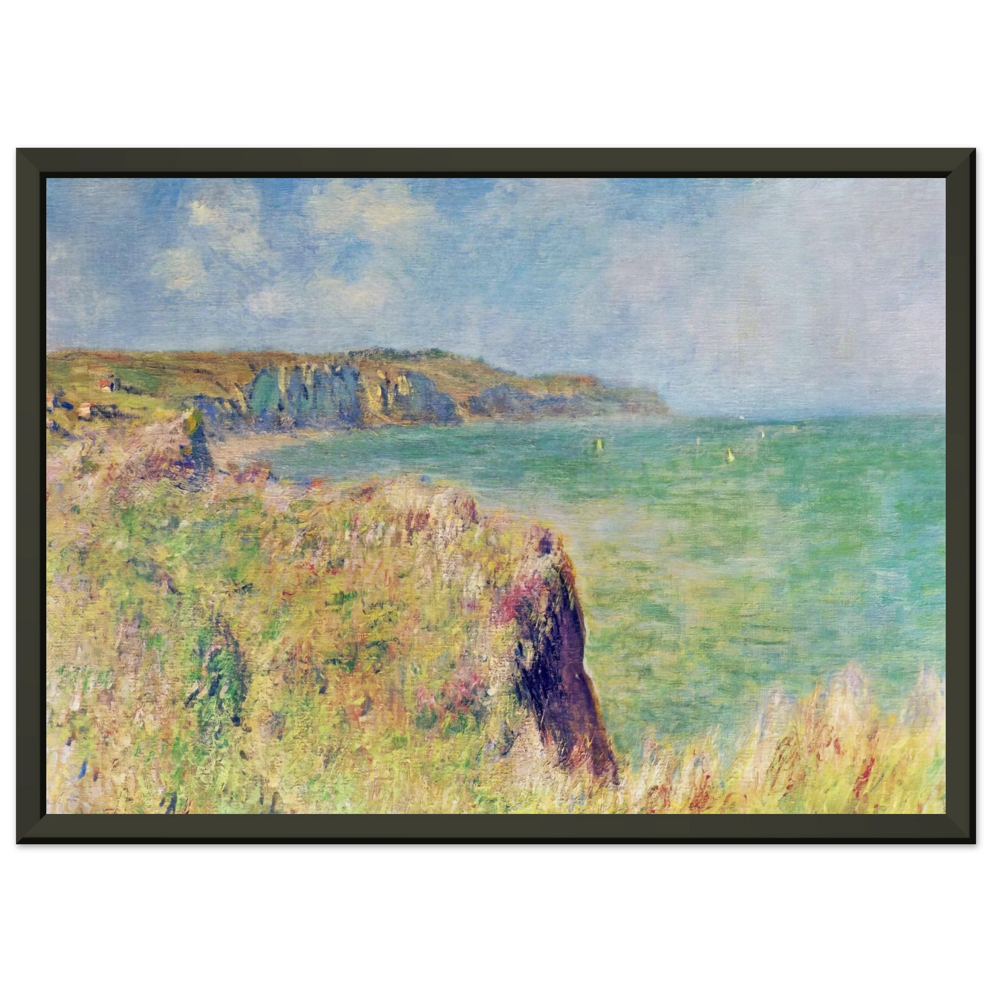 claude monet  Edge of the Cliff at Pourville Framed Art Print  - Aluminum Frame - 60x80 cm / 24x32 inches