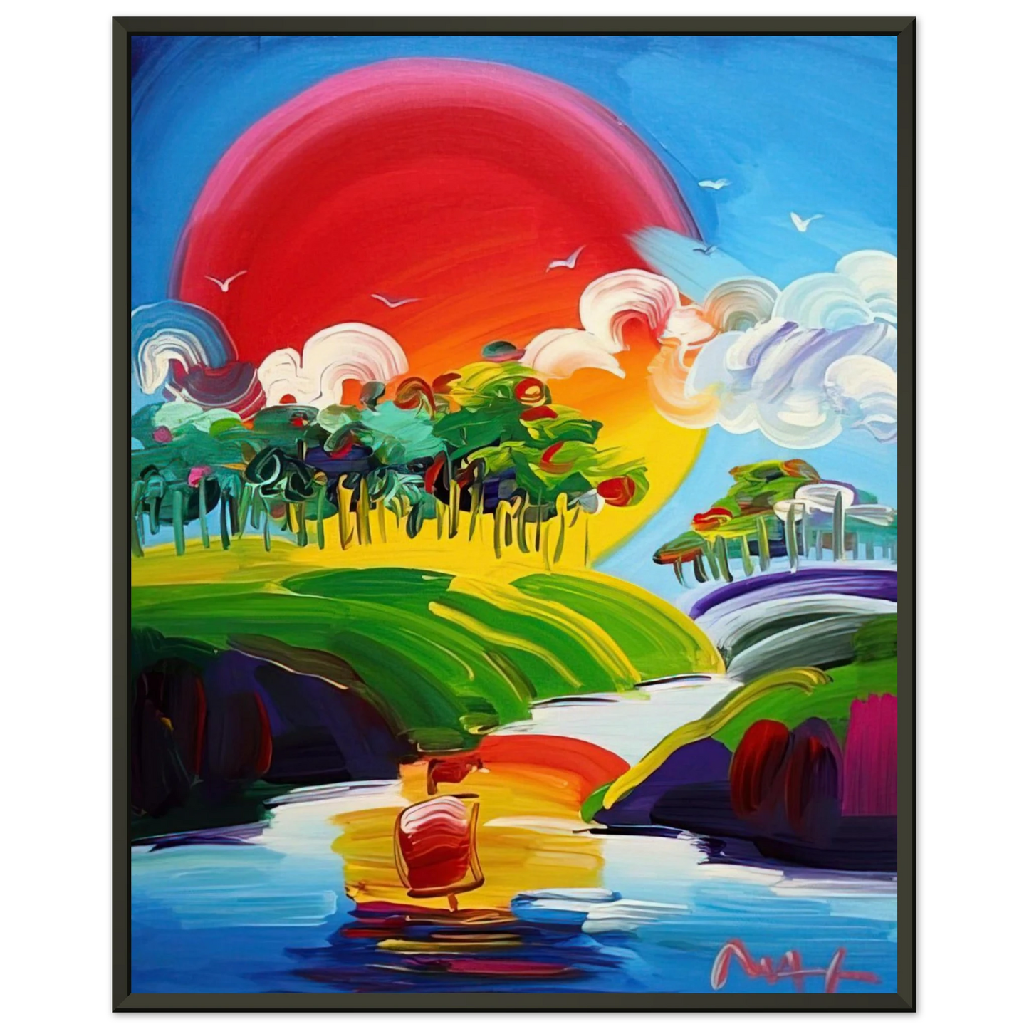 Peter Max WITHOUT BORDERS 2011 Framed Art Print - Aluminum Frame - 60x80 cm / 24x32 inches